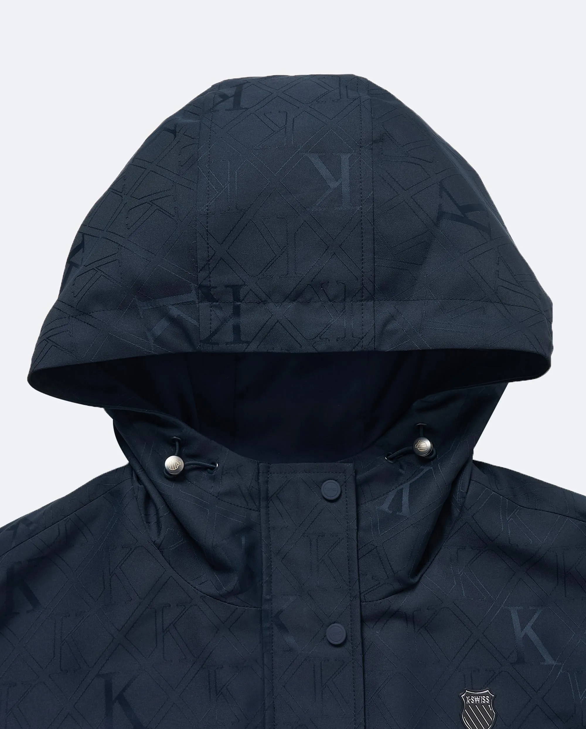 197878-481 | WOMEN'S ALL-OVER LOGO LAYERED HOODED JACKET | OMBRE BLUE/ASST