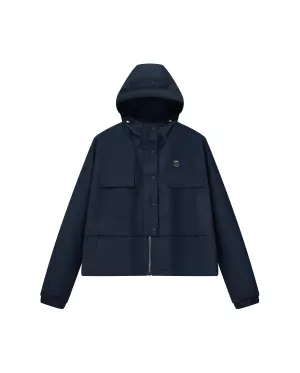197878-481 | WOMEN'S ALL-OVER LOGO LAYERED HOODED JACKET | OMBRE BLUE/ASST