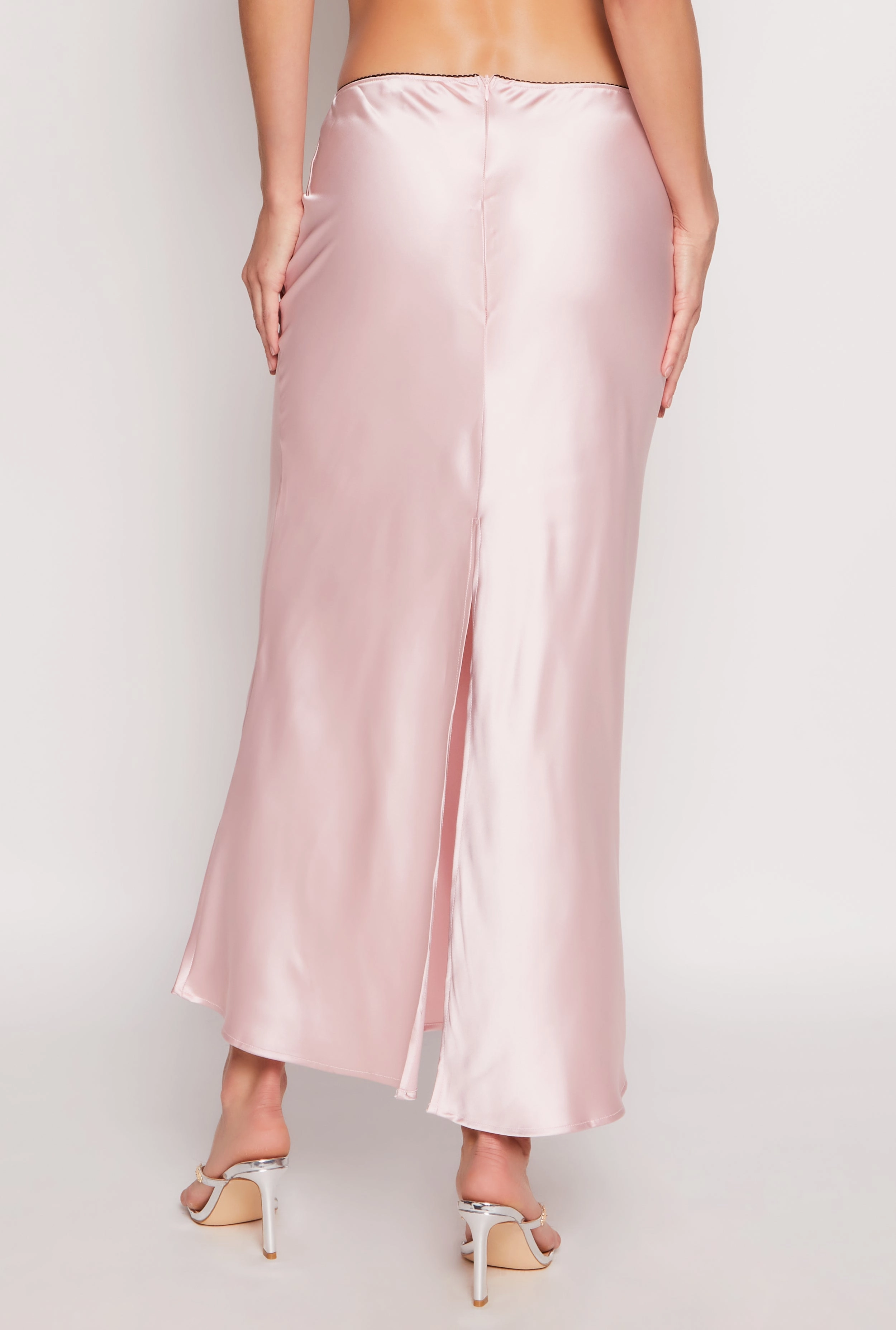 Almost Famous Satin Midi Slip Skirt