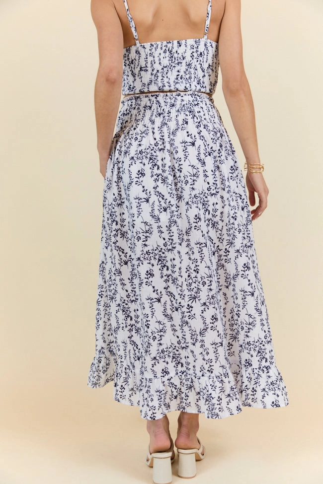 Always Been You Navy Floral Maxi Skirt