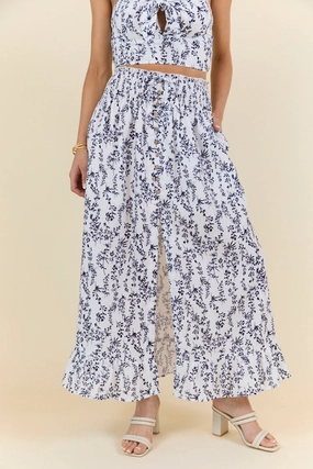 Always Been You Navy Floral Maxi Skirt