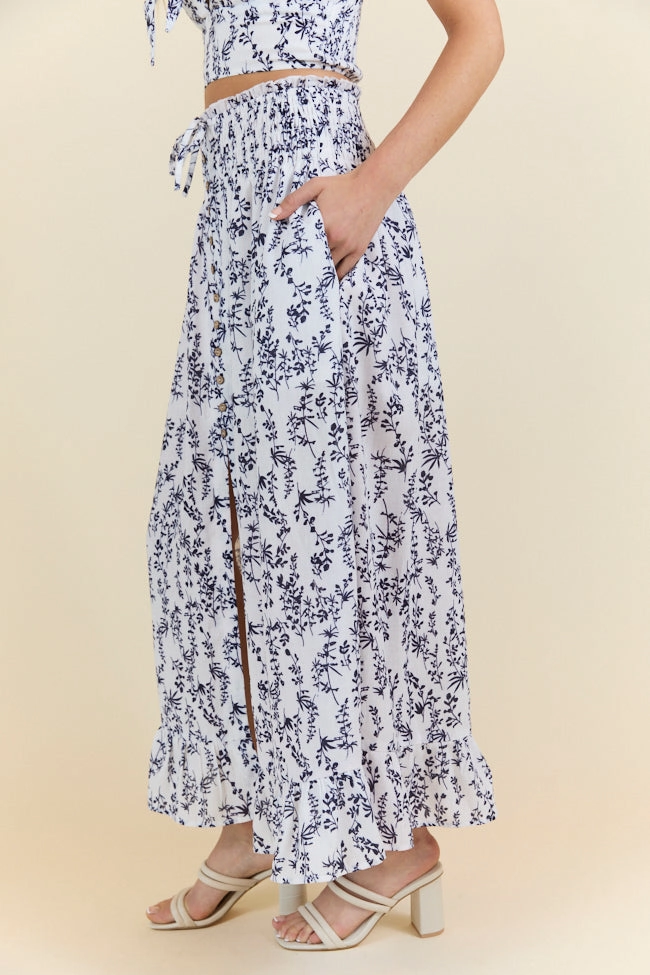 Always Been You Navy Floral Maxi Skirt