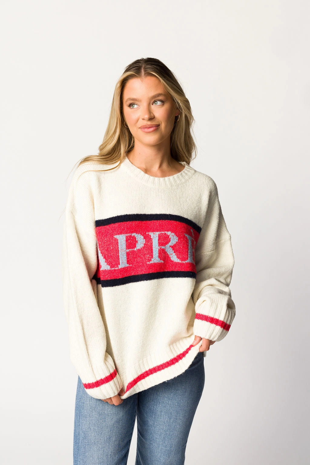 Apres Pullover Sweater Top in Cream