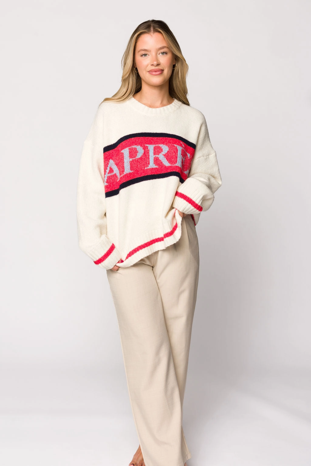 Apres Pullover Sweater Top in Cream
