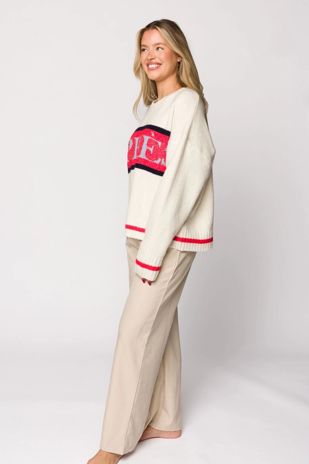 Apres Pullover Sweater Top in Cream