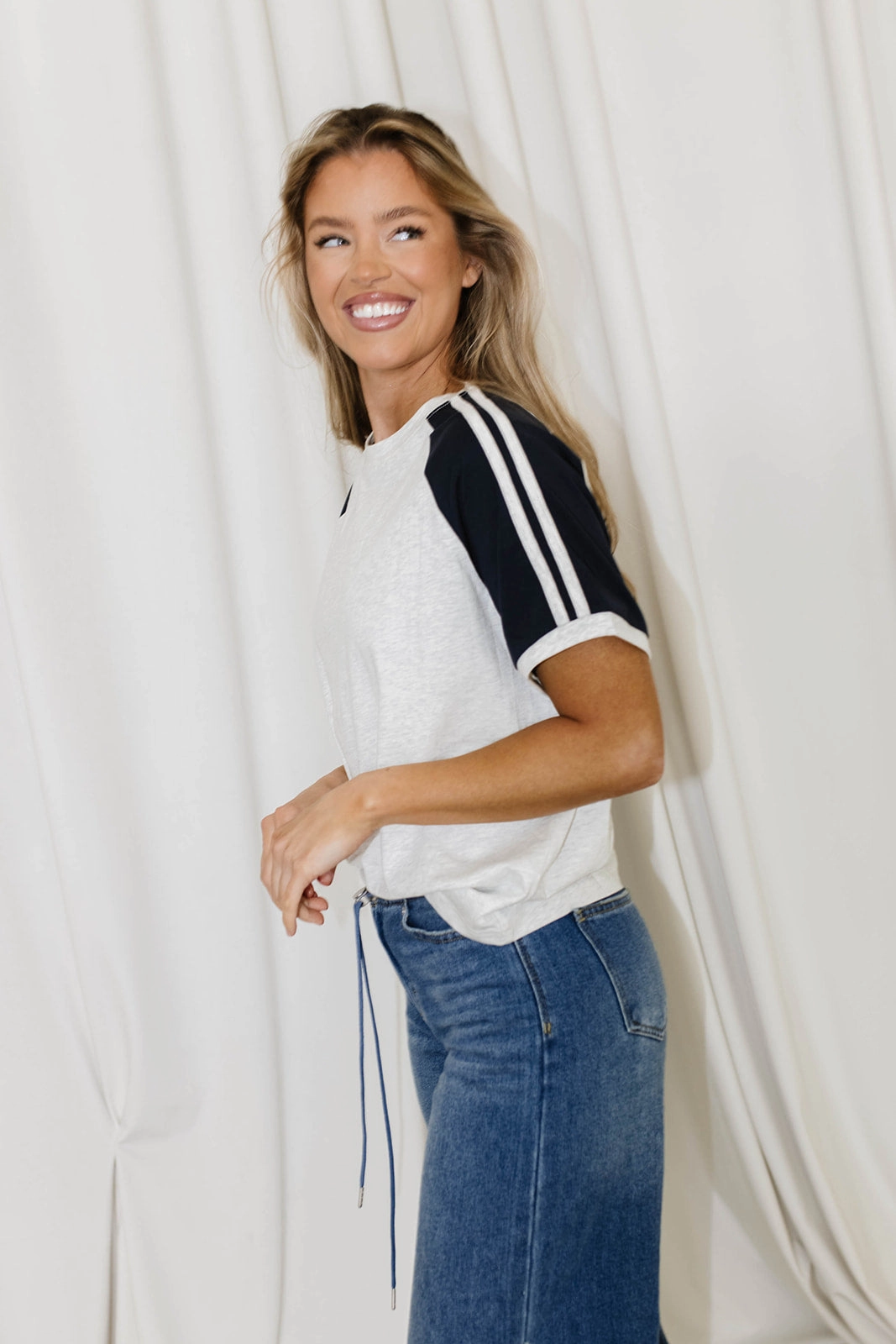 Beck 100% Cotton T-Shirt with Contrast in Heather Grey