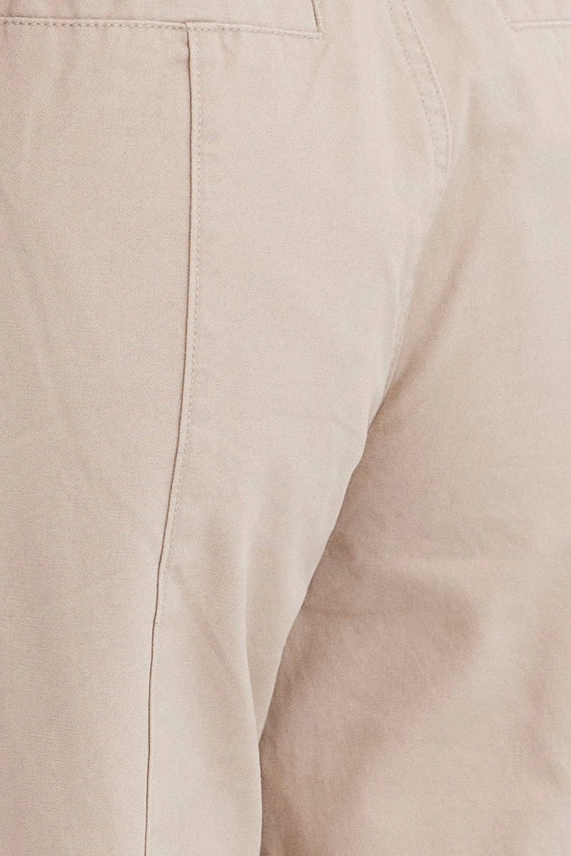 Beige Cargo Pants Mid Rise