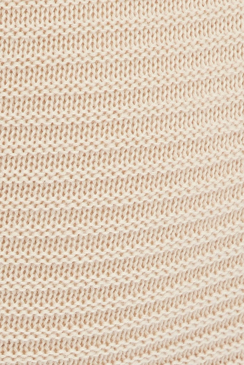 Beige Knit Skirt Midi Crochet