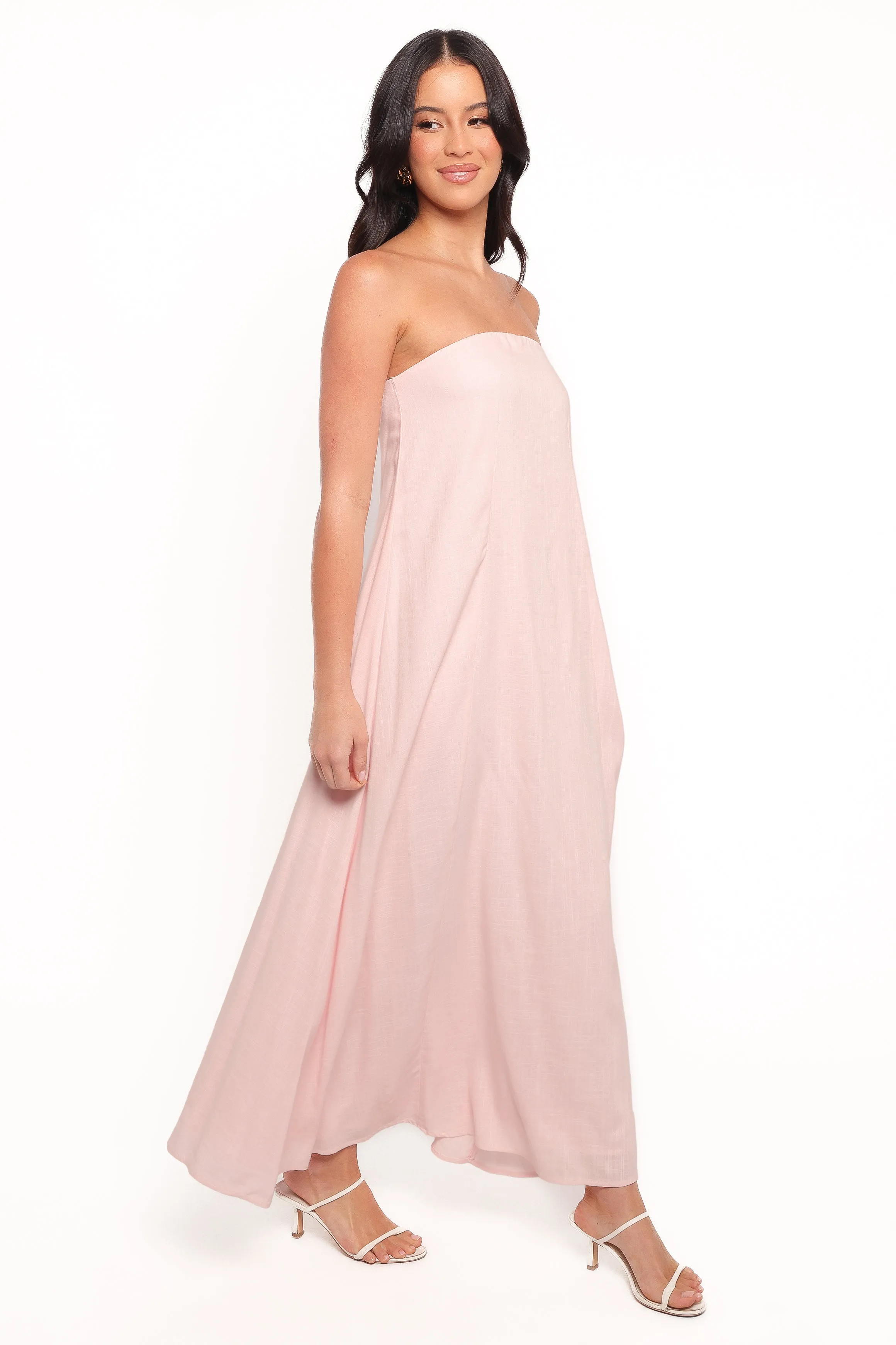 Bethany Strapless Midi Dress - Rosewater