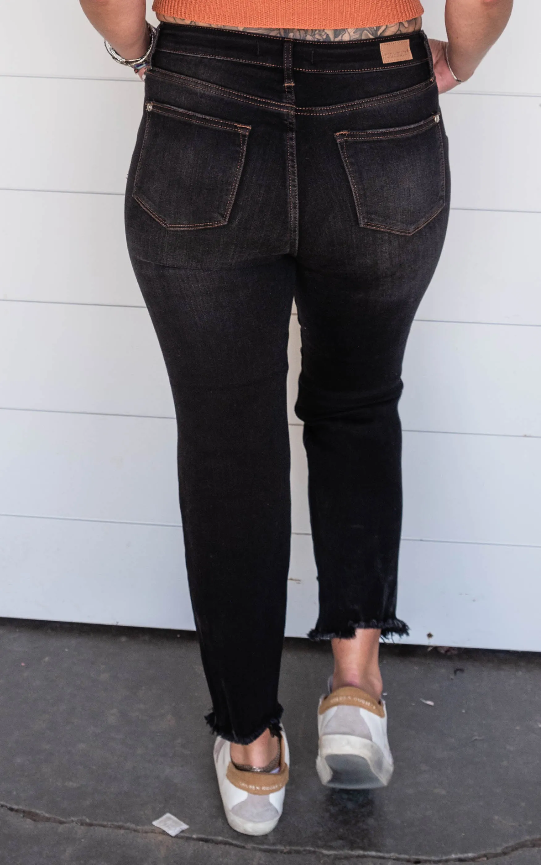 Black High Rise Cropped Straight Jeans- Judy Blue - Final Sale