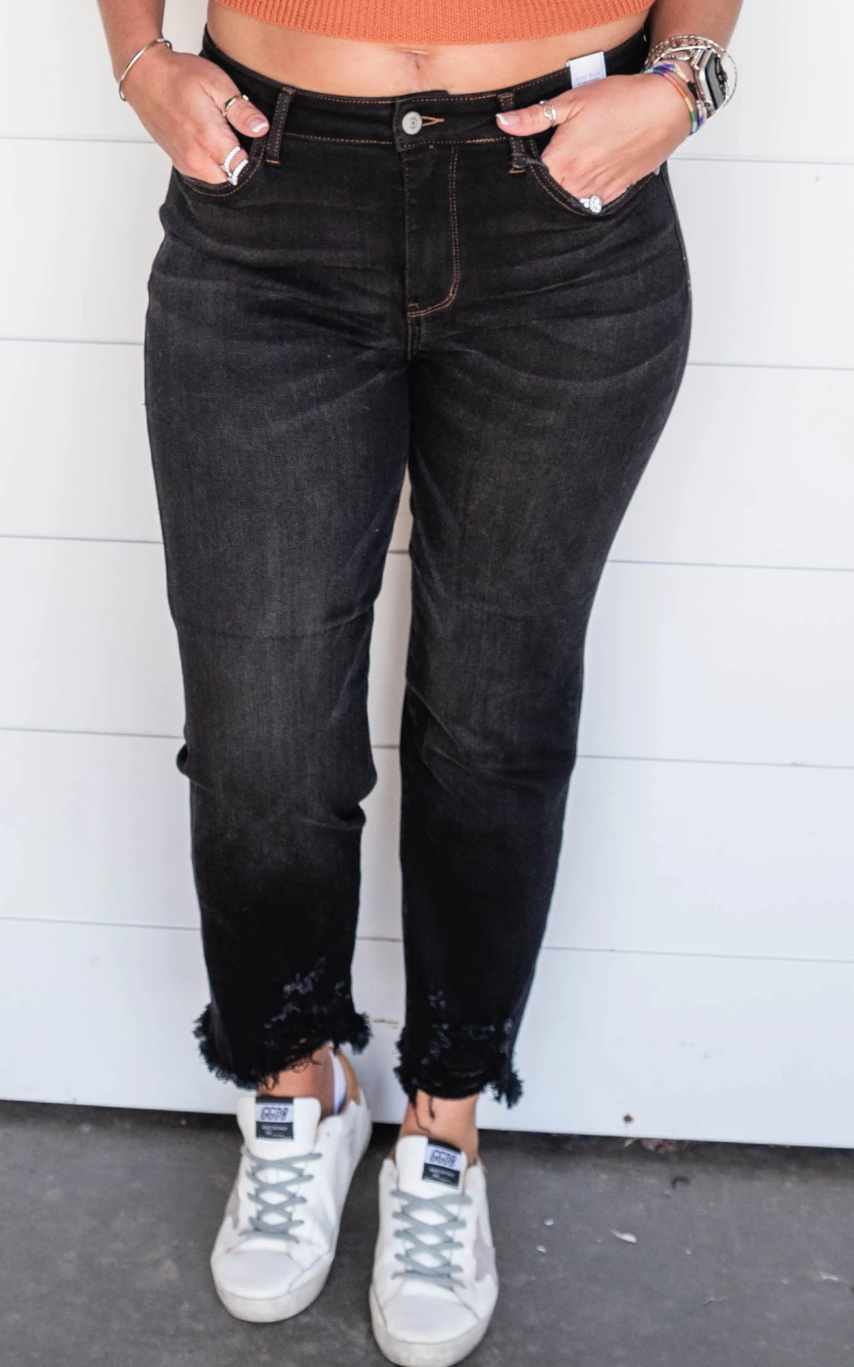 Black High Rise Cropped Straight Jeans- Judy Blue - Final Sale