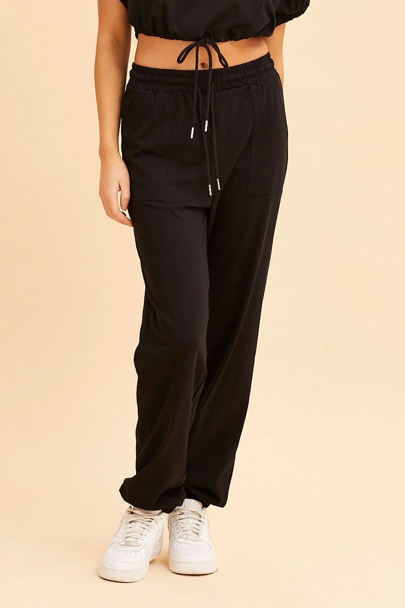 Black Jamie Cotton Jersey Lounge Pants