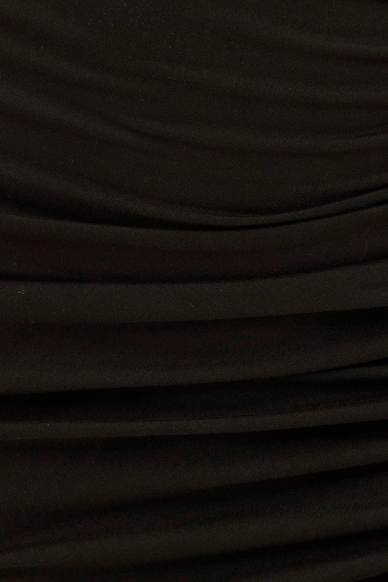 Black Ruched Midi Skirt