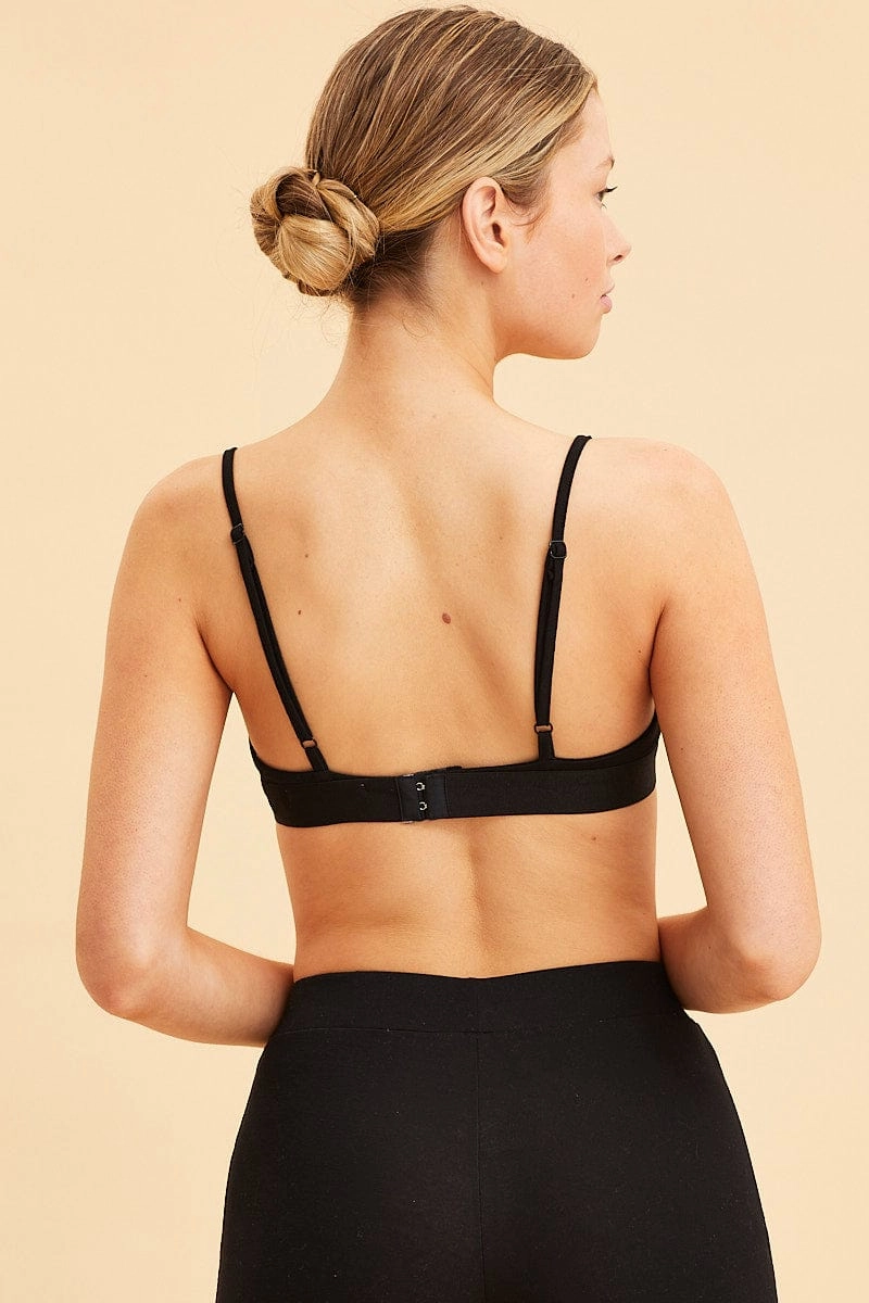 Black Triangle Bralette Cotton Stretch