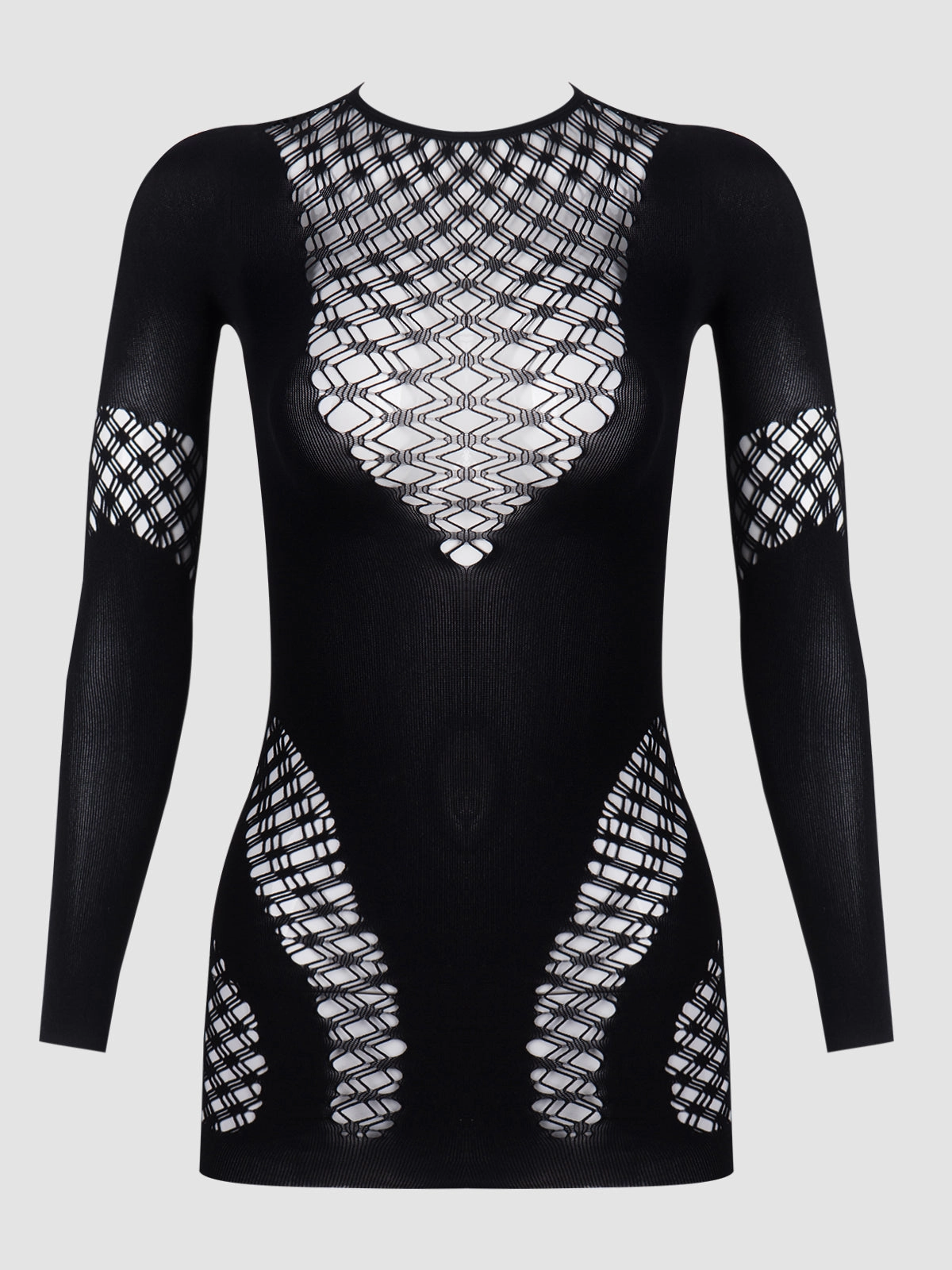 Bodycon Mini Skirt Long Sleeve Bodystocking Dress