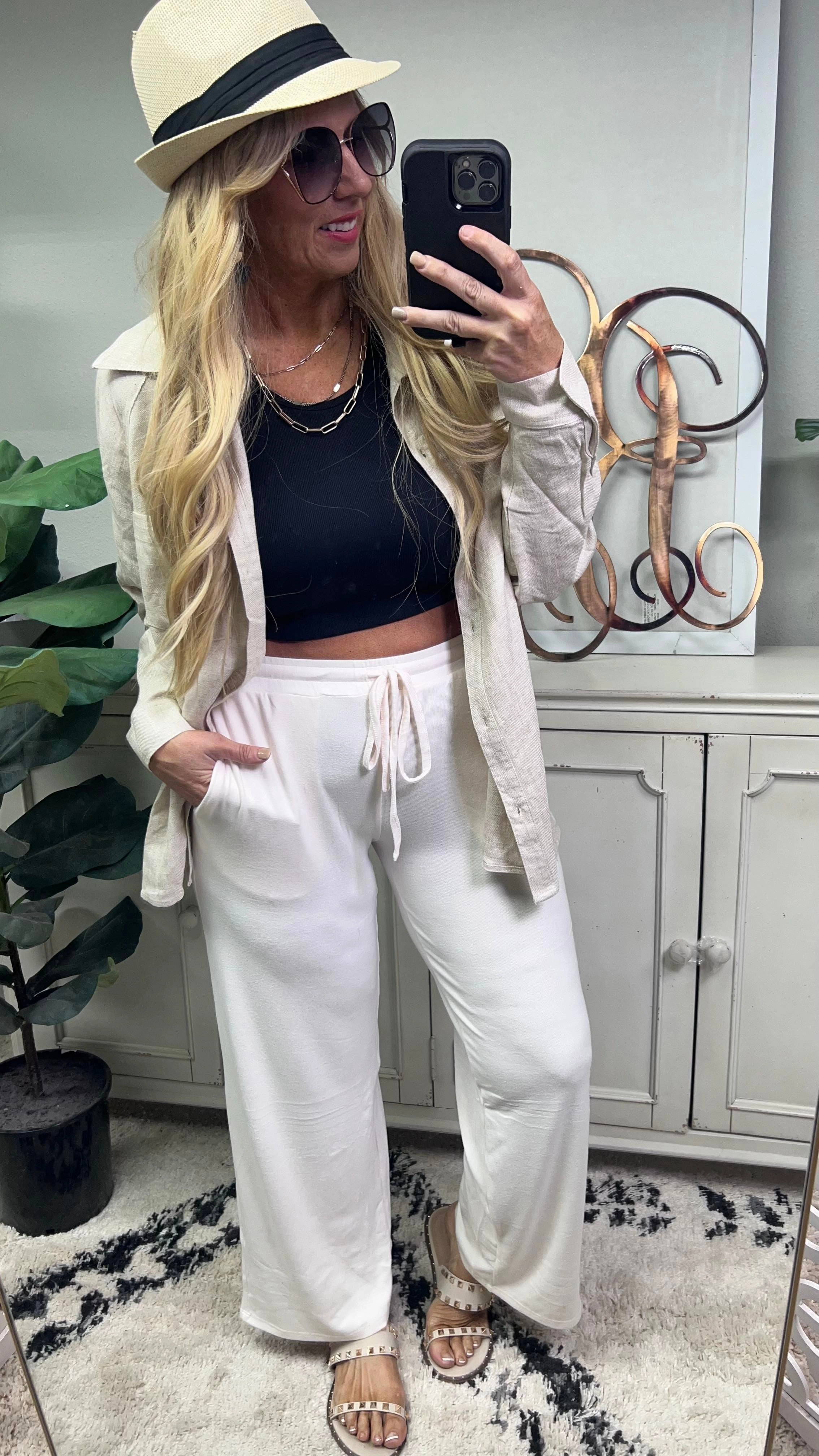 Brushed Wide Leg Lounge Pants by Mono B - Final Sale