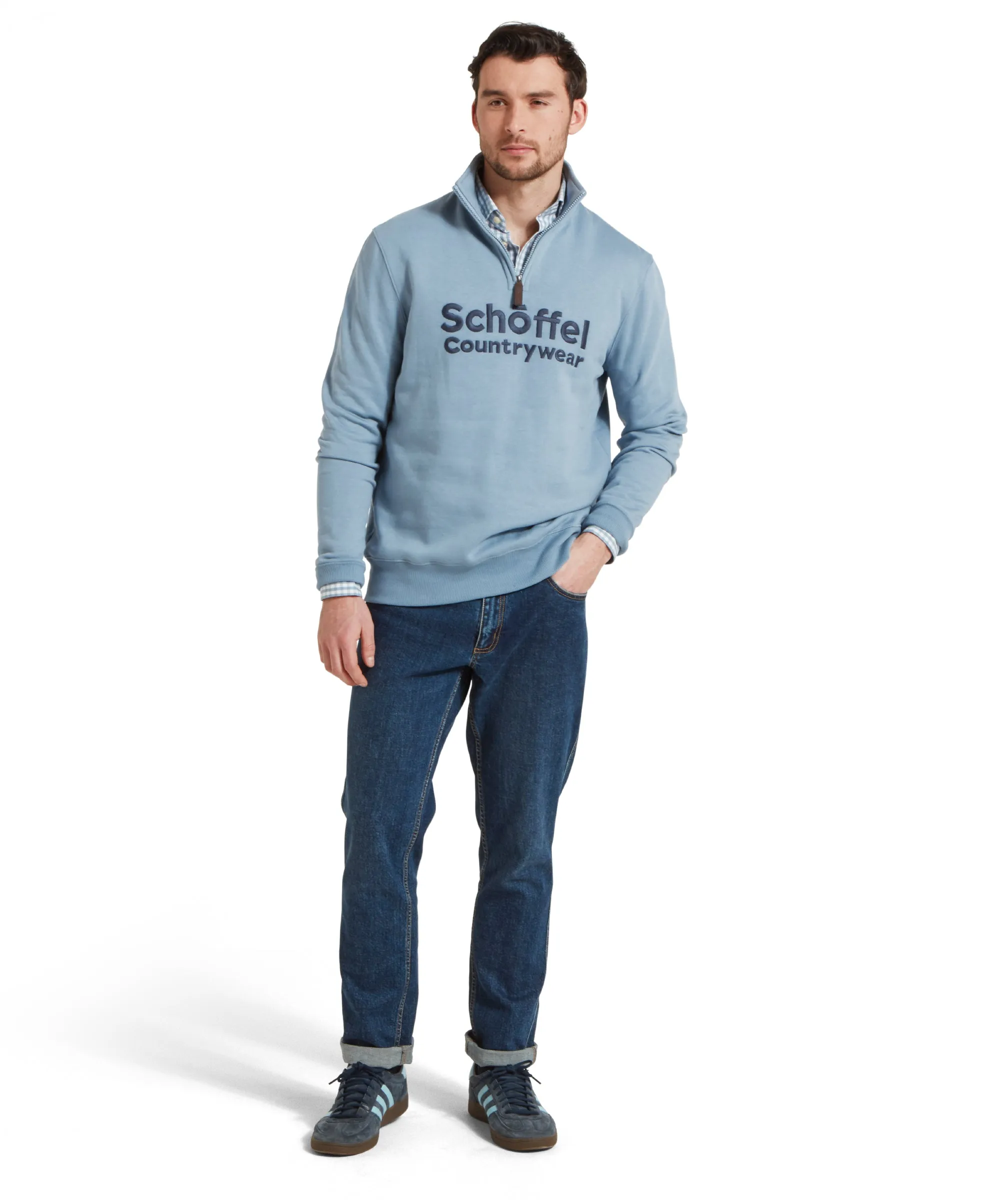 Bude Quarter Zip Sweatshirt - Pigeon Blue