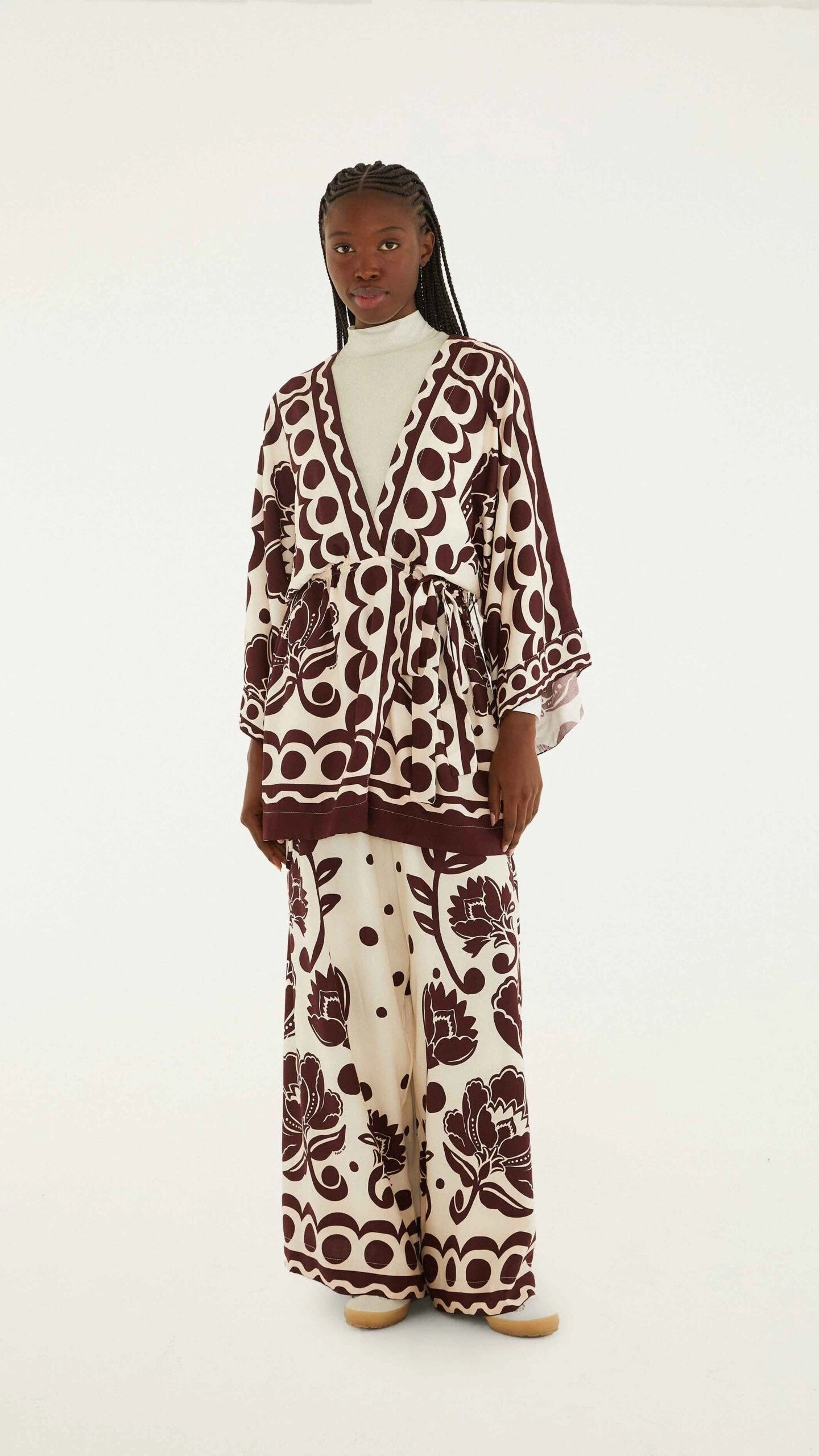 Calca Pantalona Floral Arabesque