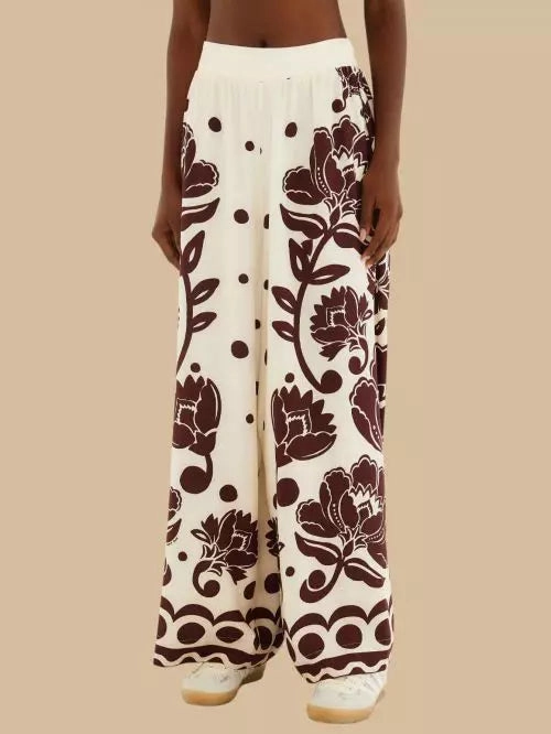 Calca Pantalona Floral Arabesque