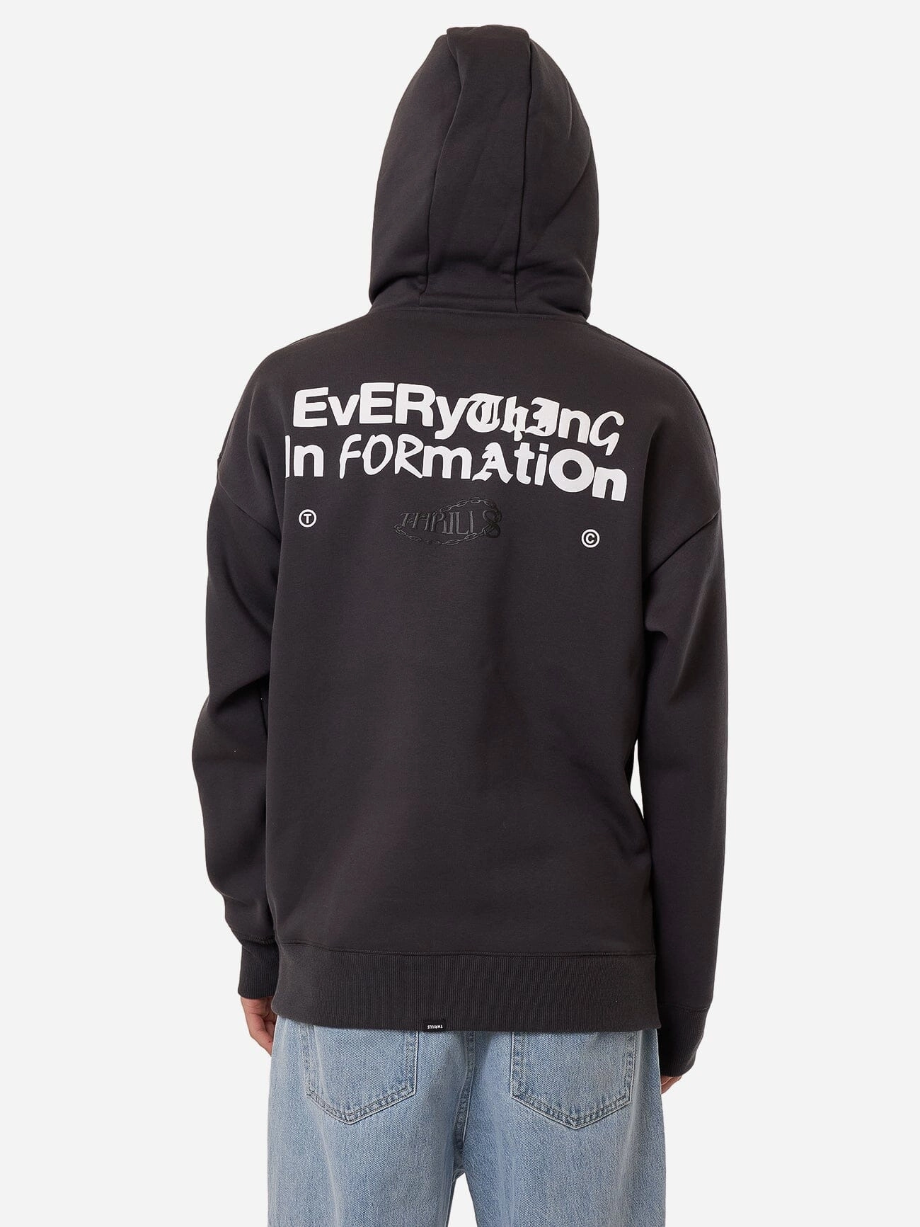 Chain Of Formation Cropped Slouch Pull On Hood - Dark Charcoal