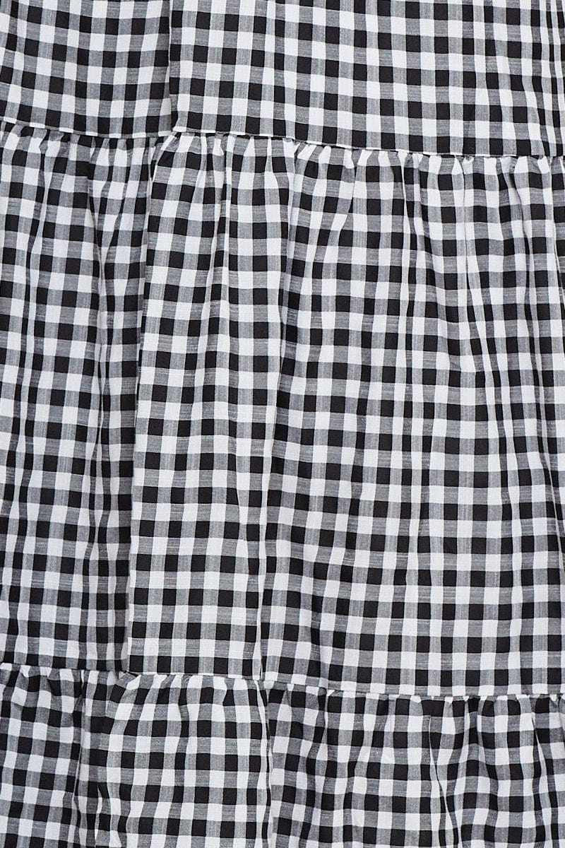 Check Midi Skirt High Rise