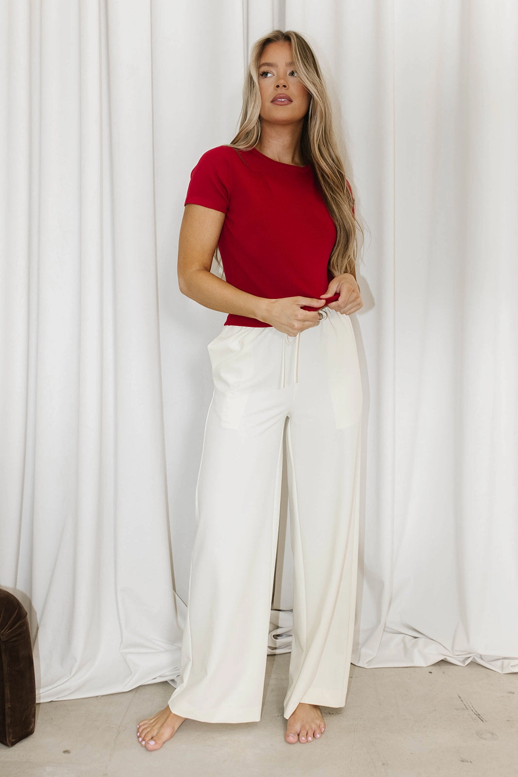 Clem Sweater Top in Red