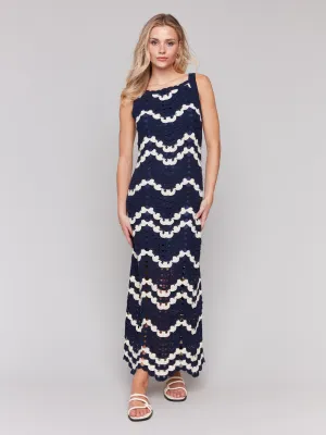 Crochet Sleeveless Maxi Dress - Navy