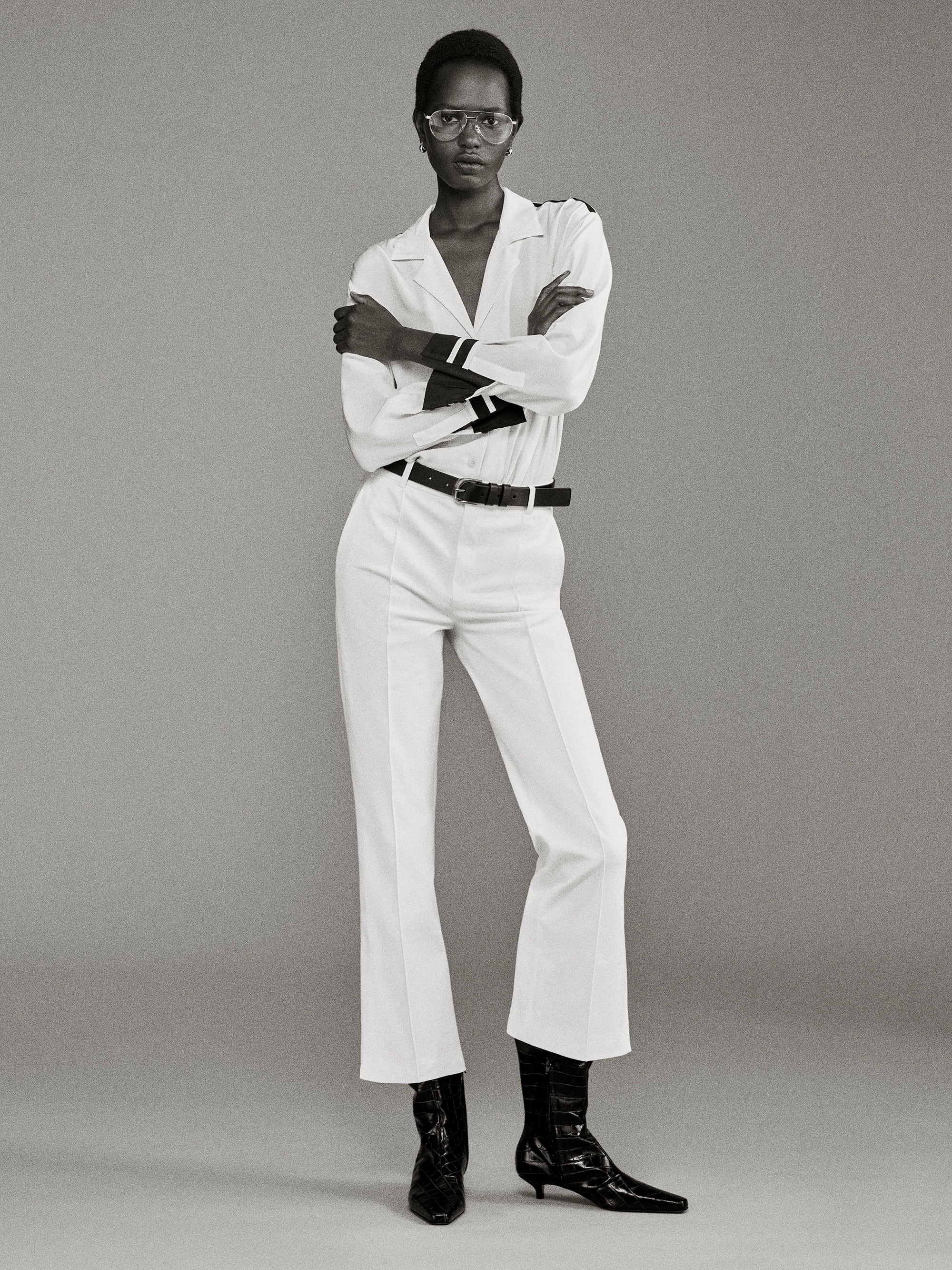 Cropped Kick Flare Trouser -- Alabaster