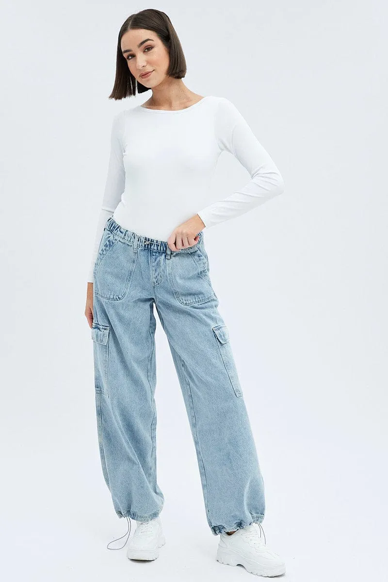 Denim Cargo Jeans Parachute