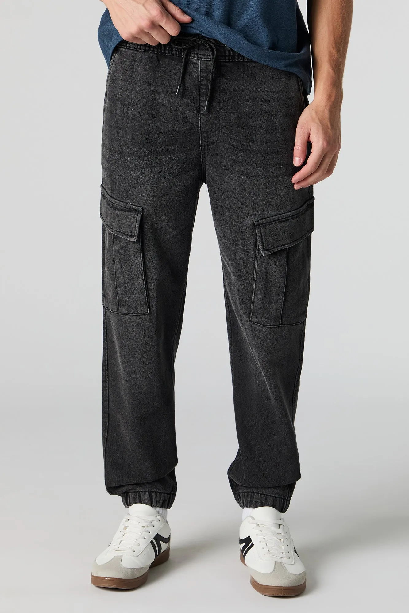 Denim Drawstring Cargo Jogger