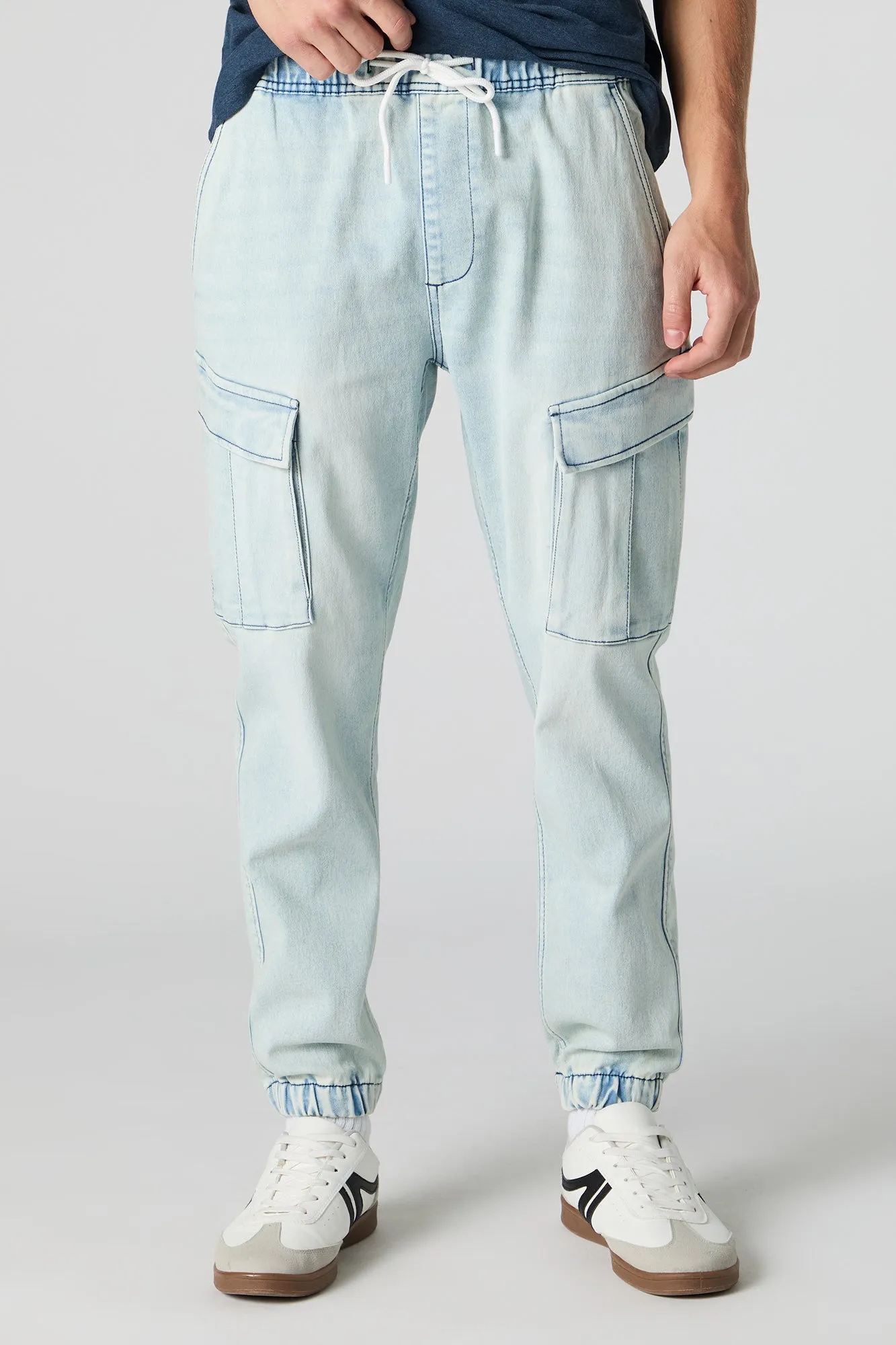 Denim Drawstring Cargo Jogger
