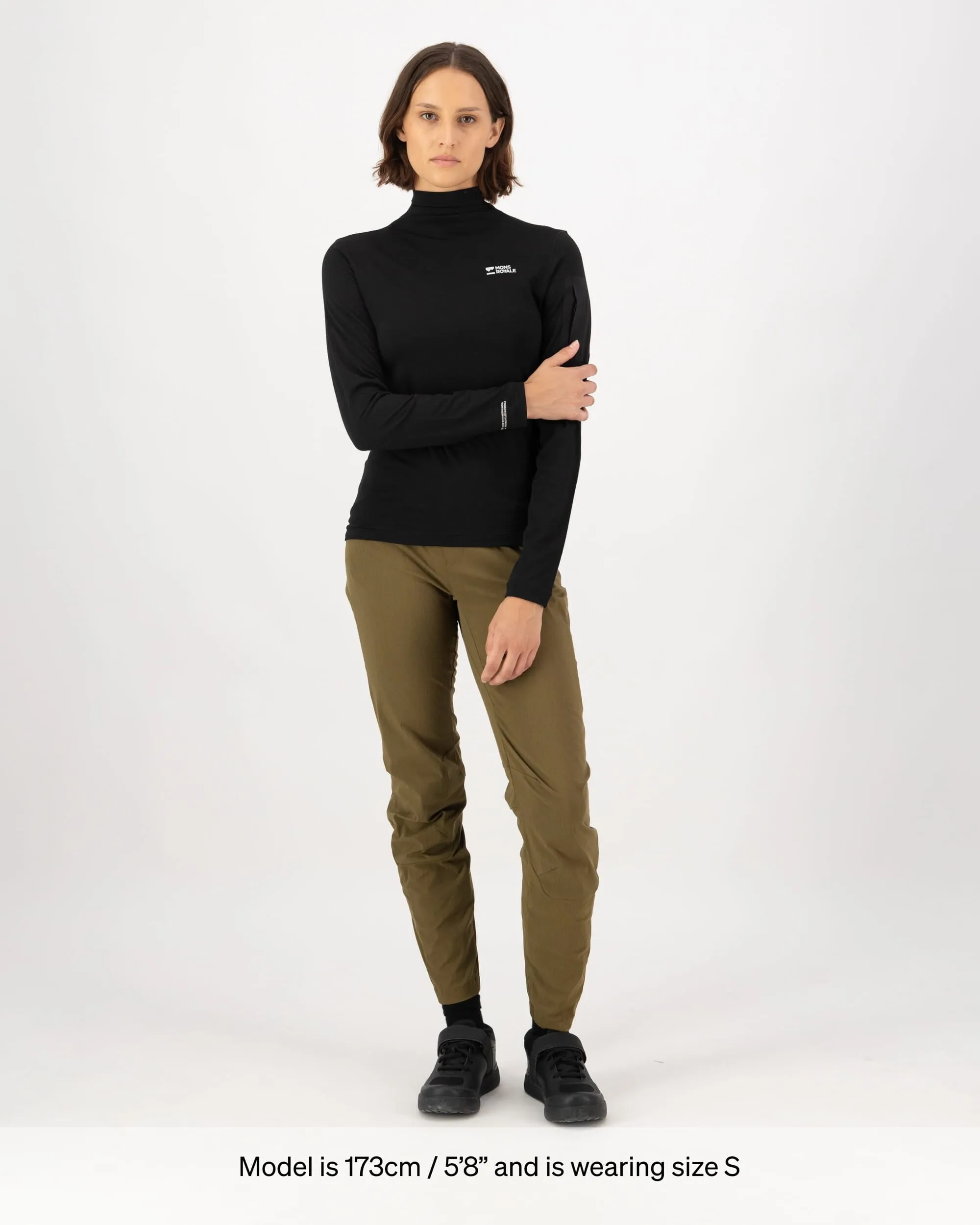 Diversion Merino Mock Neck Long Sleeve - Black