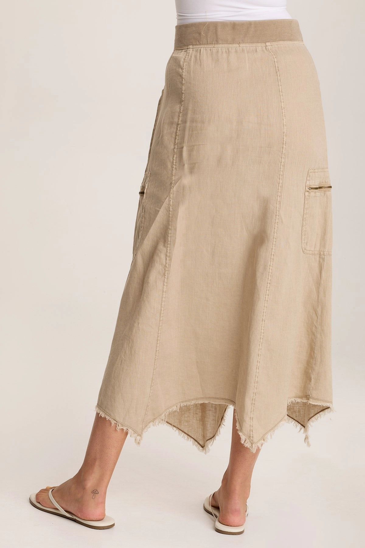 Doak Skirt with Sharkbite Hem and Cargo Pockets