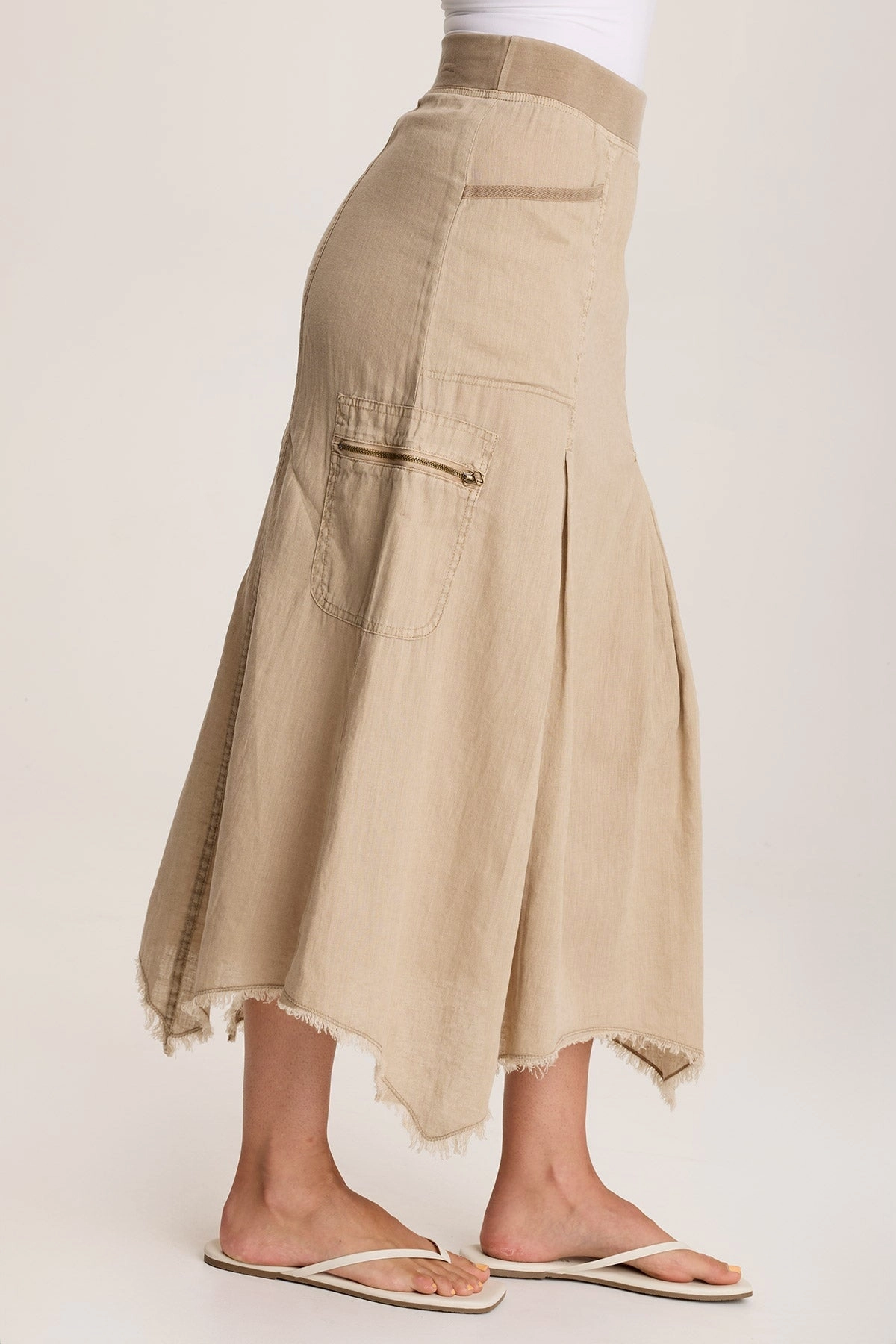 Doak Skirt with Sharkbite Hem and Cargo Pockets