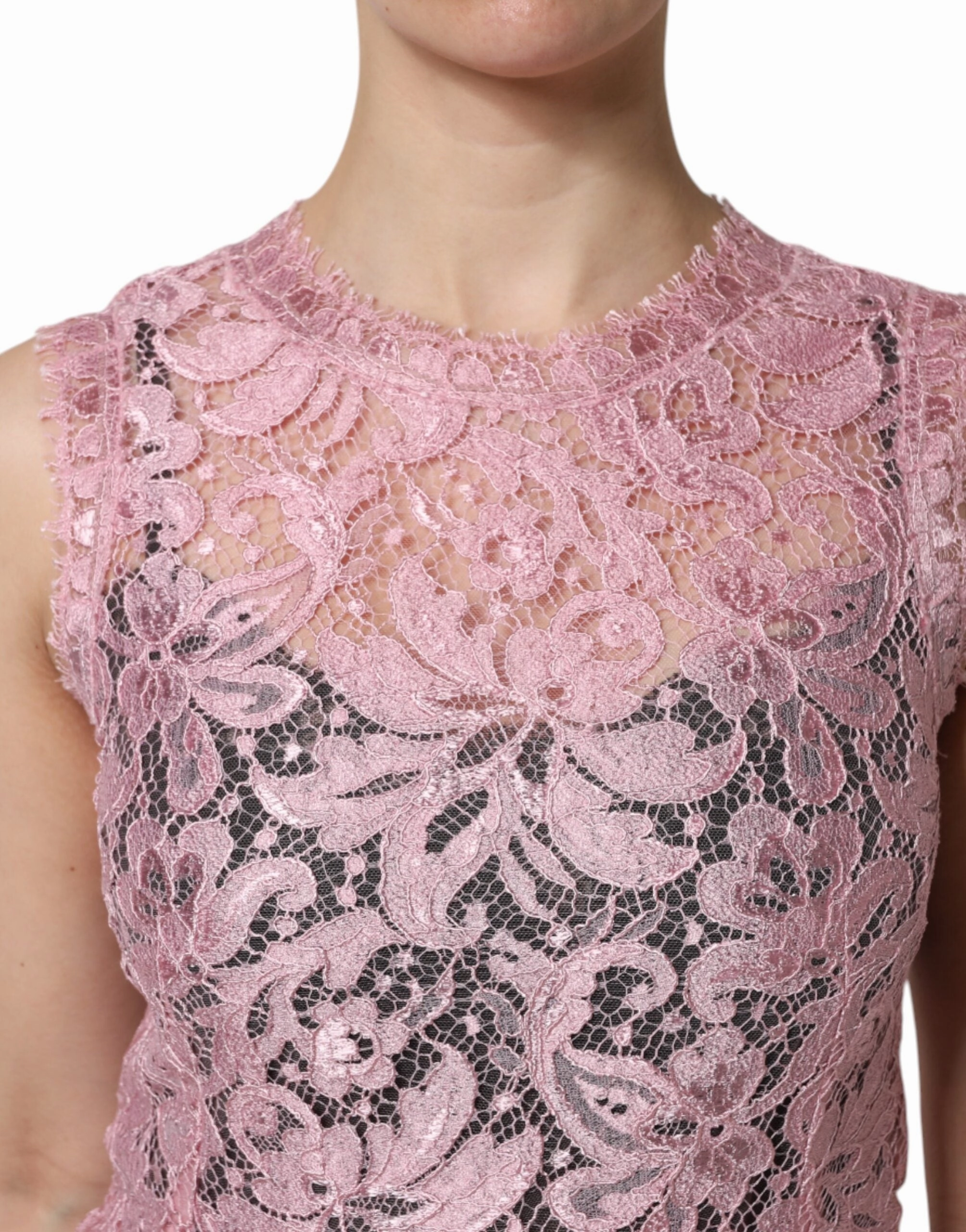 Dolce & Gabbana Floral Lace Sleeveless Sheath Women's Dress