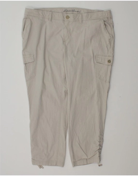 EDDIE BAUER Womens Crop Cargo Trousers US 40 2XL W40 L26 Grey Cotton