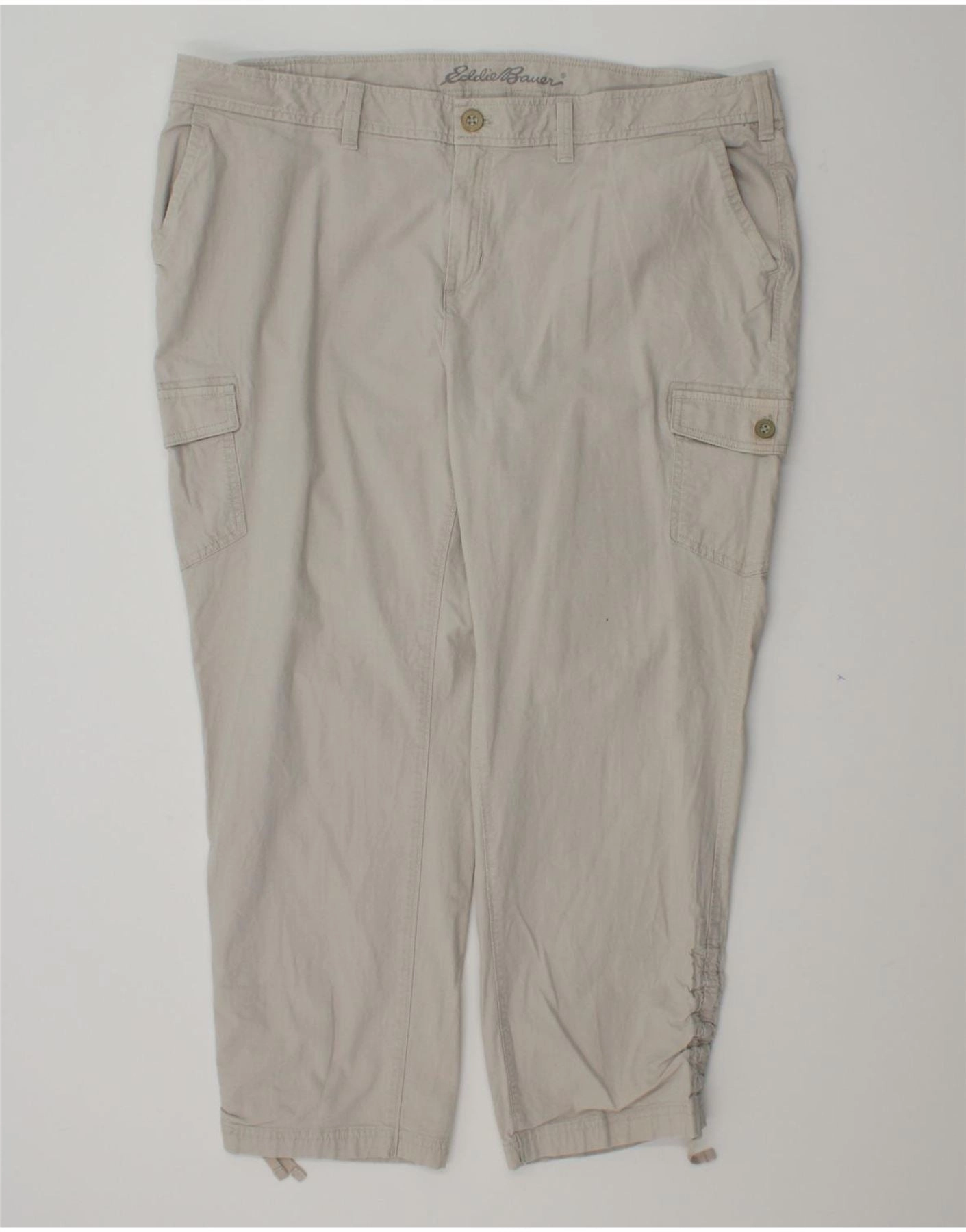 EDDIE BAUER Womens Crop Cargo Trousers US 40 2XL W40 L26 Grey Cotton