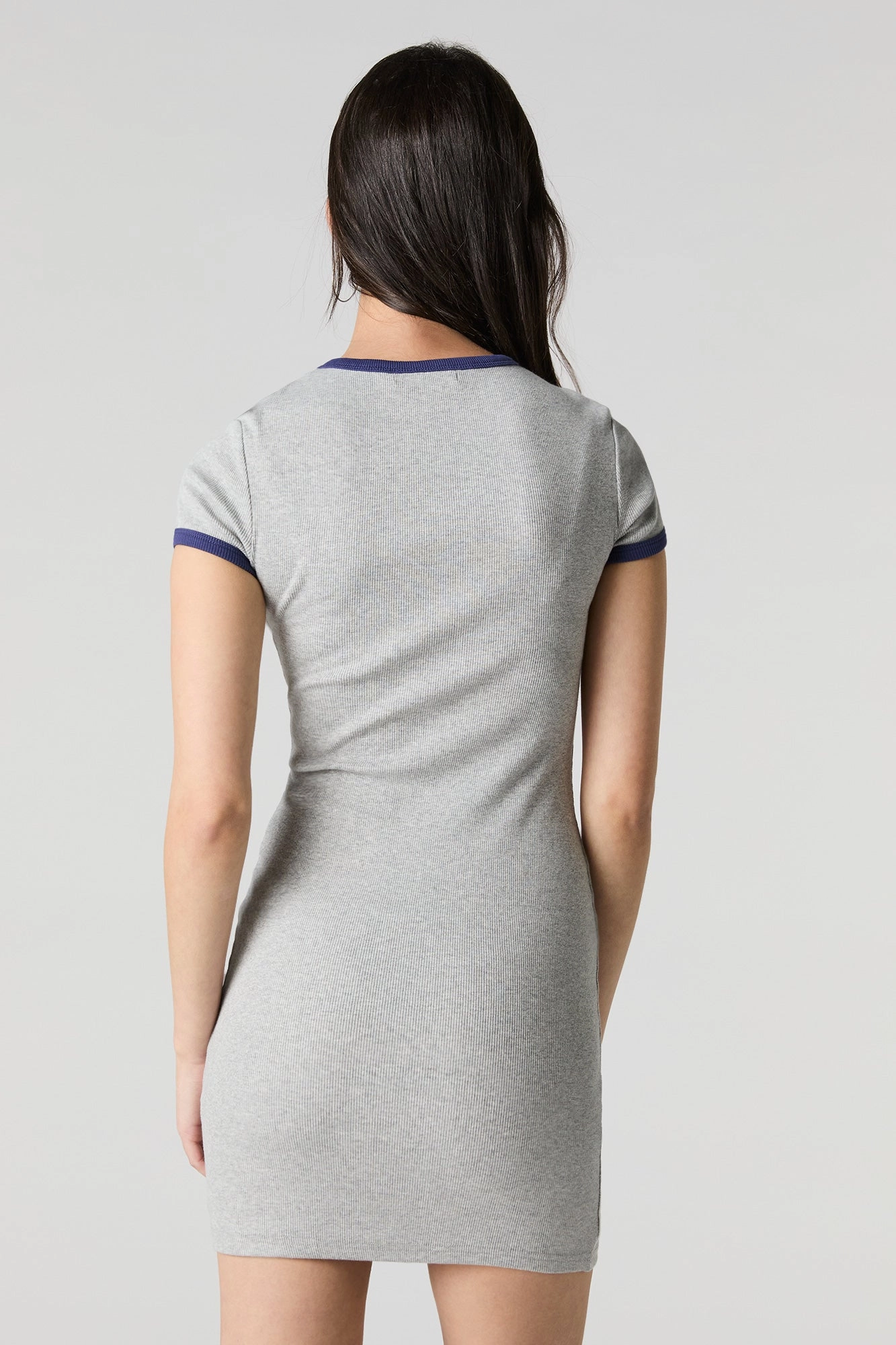 Embroidered Ribbed Mini T-Shirt Dress