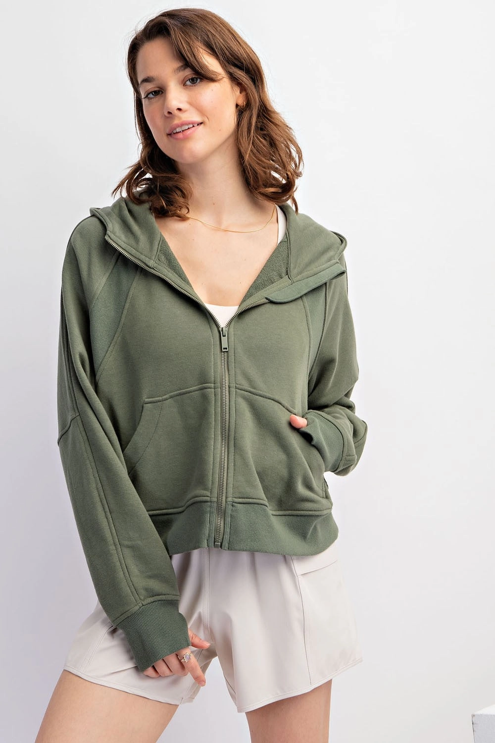 French Terry Long Sleeve Full Zip Hoodie | RAE MODE- Final Sale