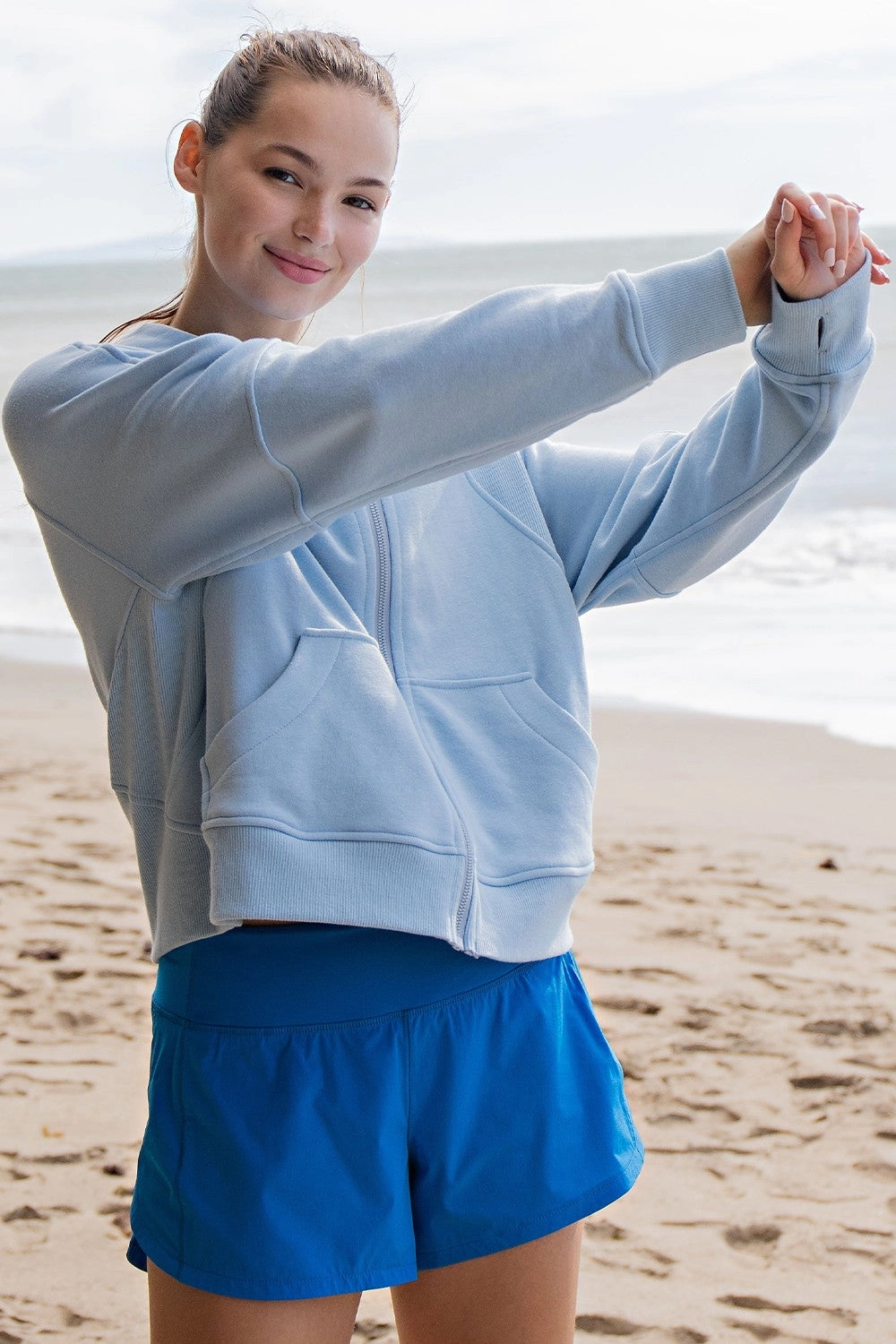 French Terry Long Sleeve Full Zip Hoodie | RAE MODE- Final Sale