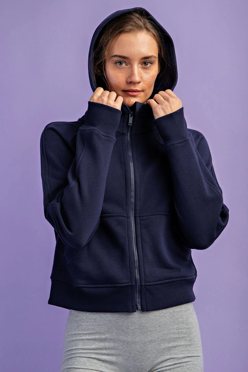 French Terry Long Sleeve Full Zip Hoodie | RAE MODE- Final Sale