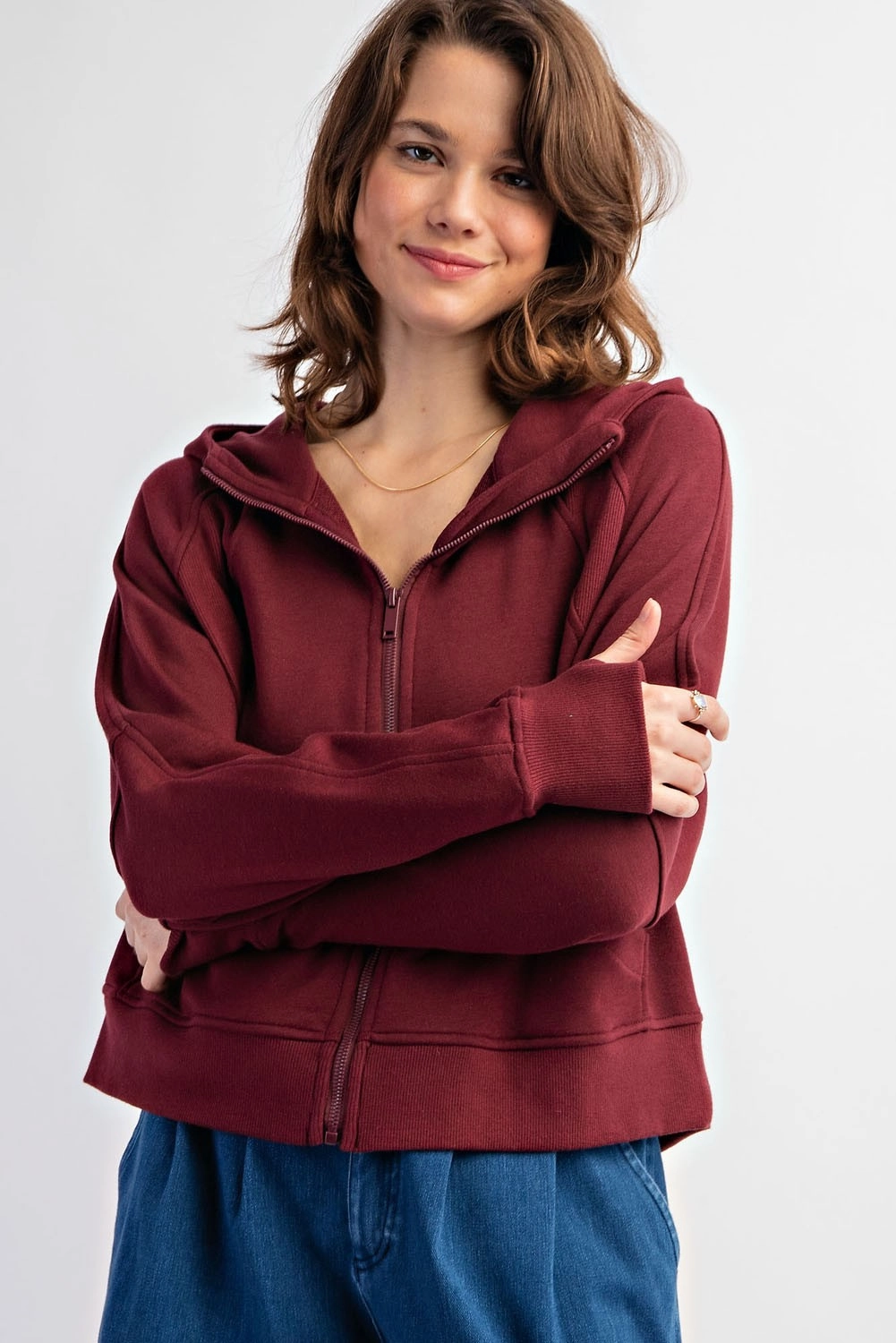 French Terry Long Sleeve Full Zip Hoodie | RAE MODE- Final Sale