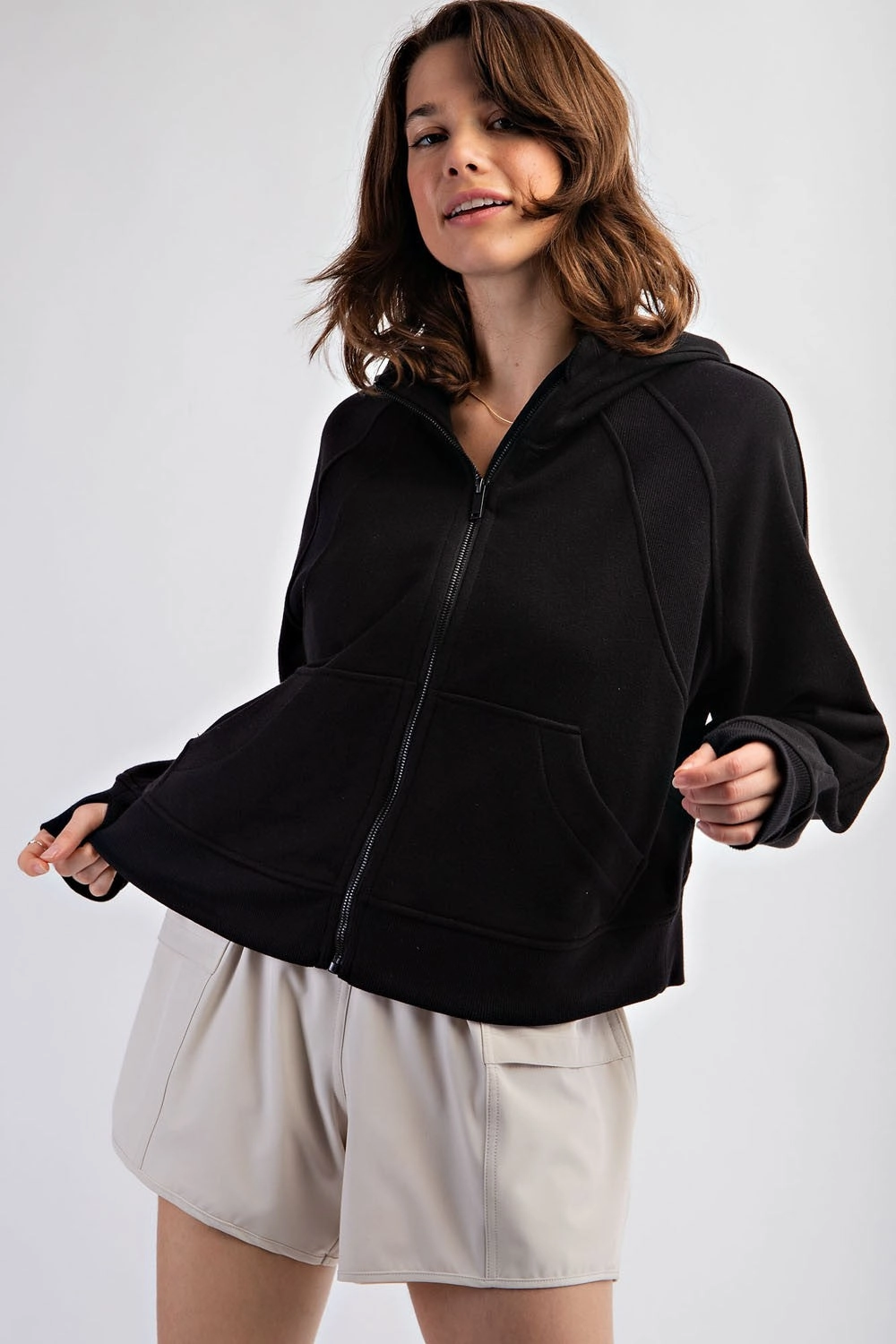 French Terry Long Sleeve Full Zip Hoodie | RAE MODE- Final Sale