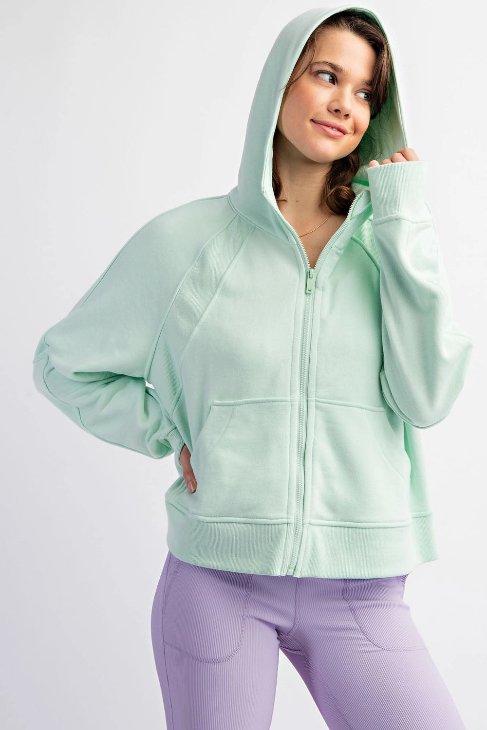 French Terry Long Sleeve Full Zip Hoodie | RAE MODE- Final Sale