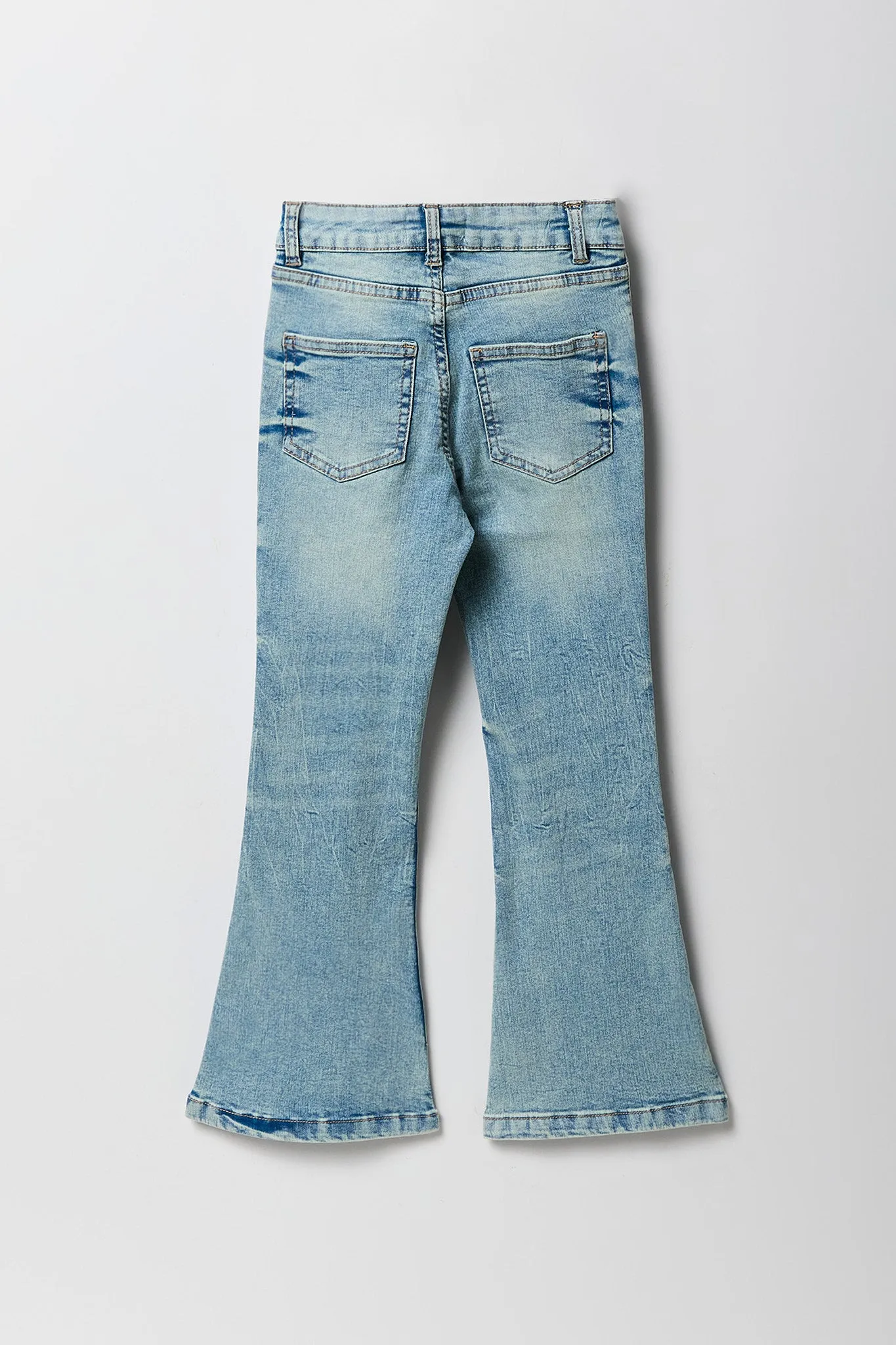 Girls High Rise Multi Button Flare Jean
