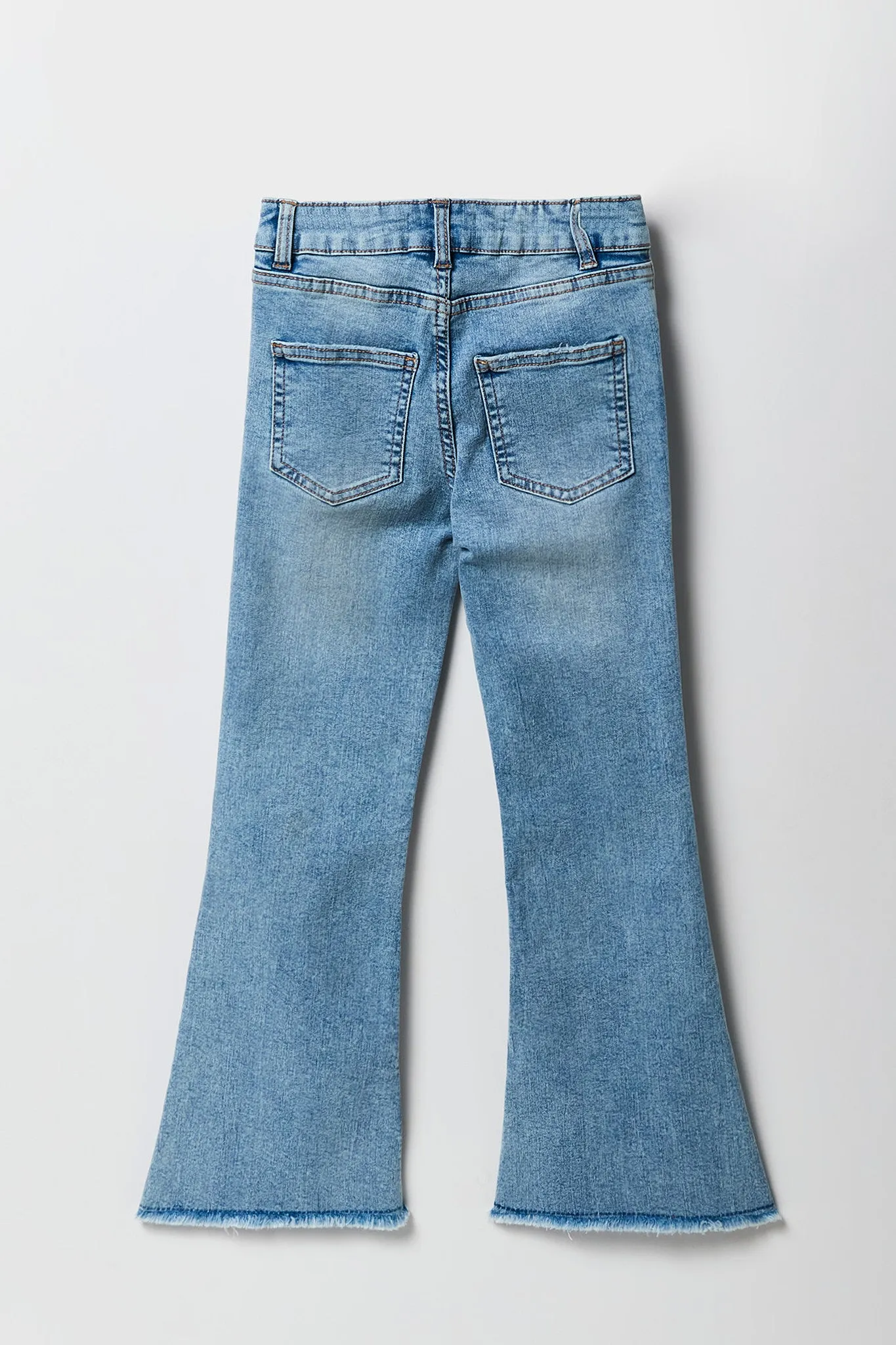 Girls High Rise Multi Button Flare Jean