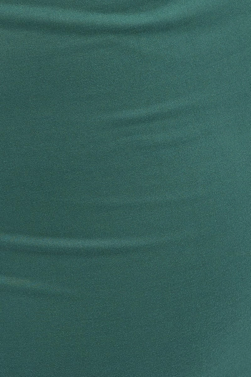 Green Midi Skirt Twisted Waist Double Layer
