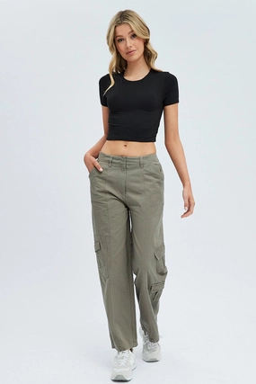 Grey Cargo Pants Low Rise