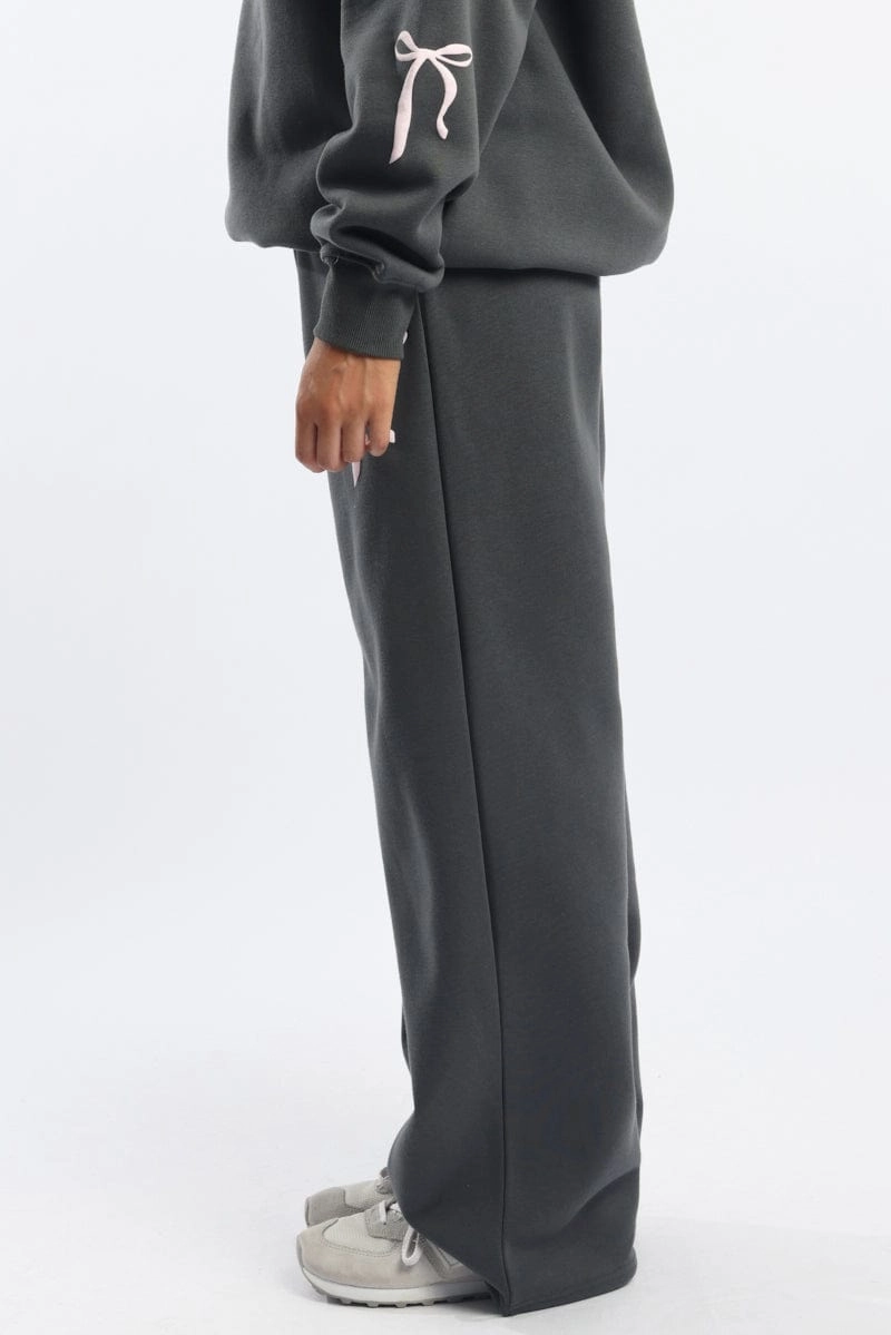 Grey Track Pants Wide Leg