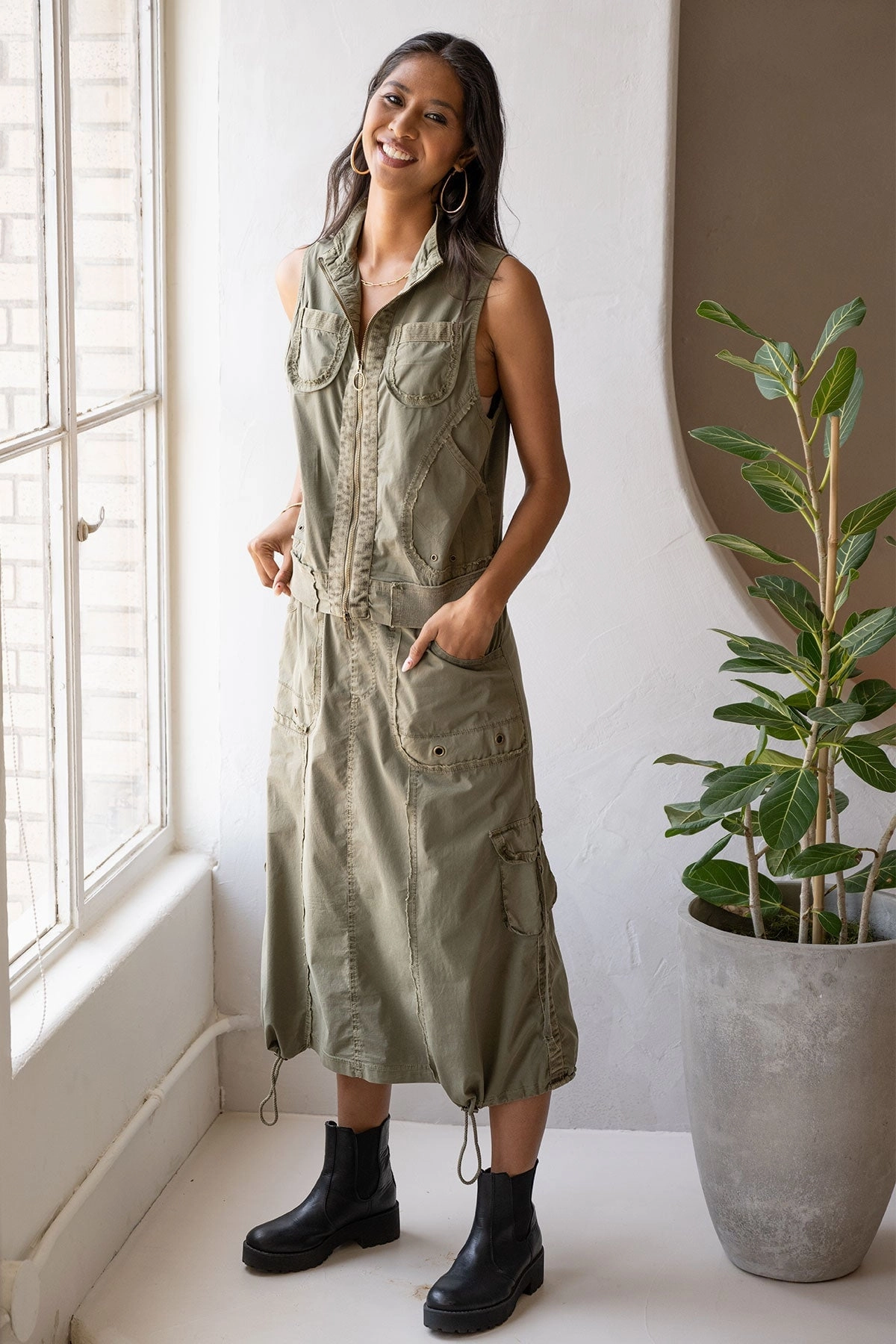 Grindelle Cargo Vest in Poplin and Jersey